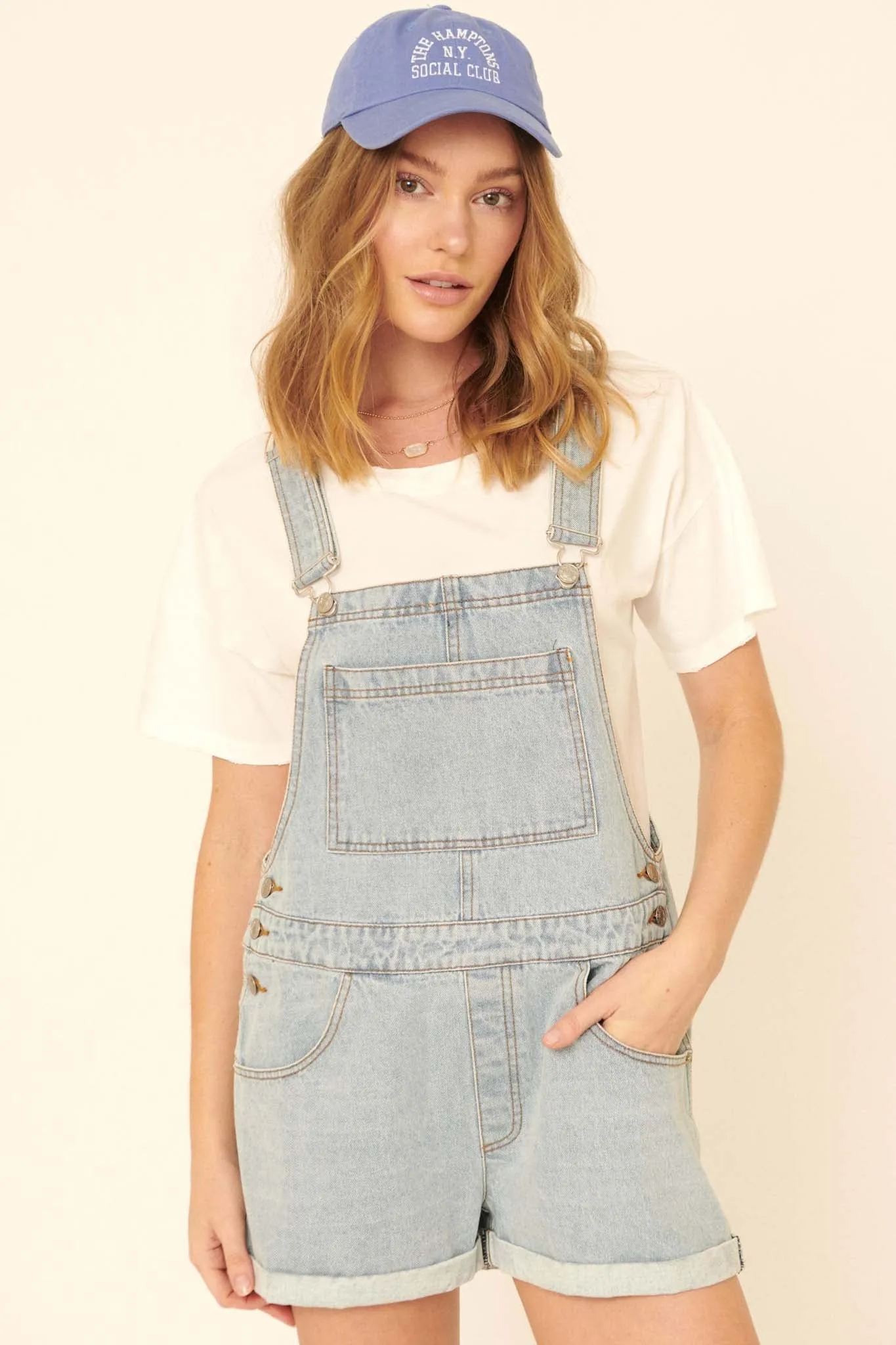 Jump for Joy Denim Overall Romper