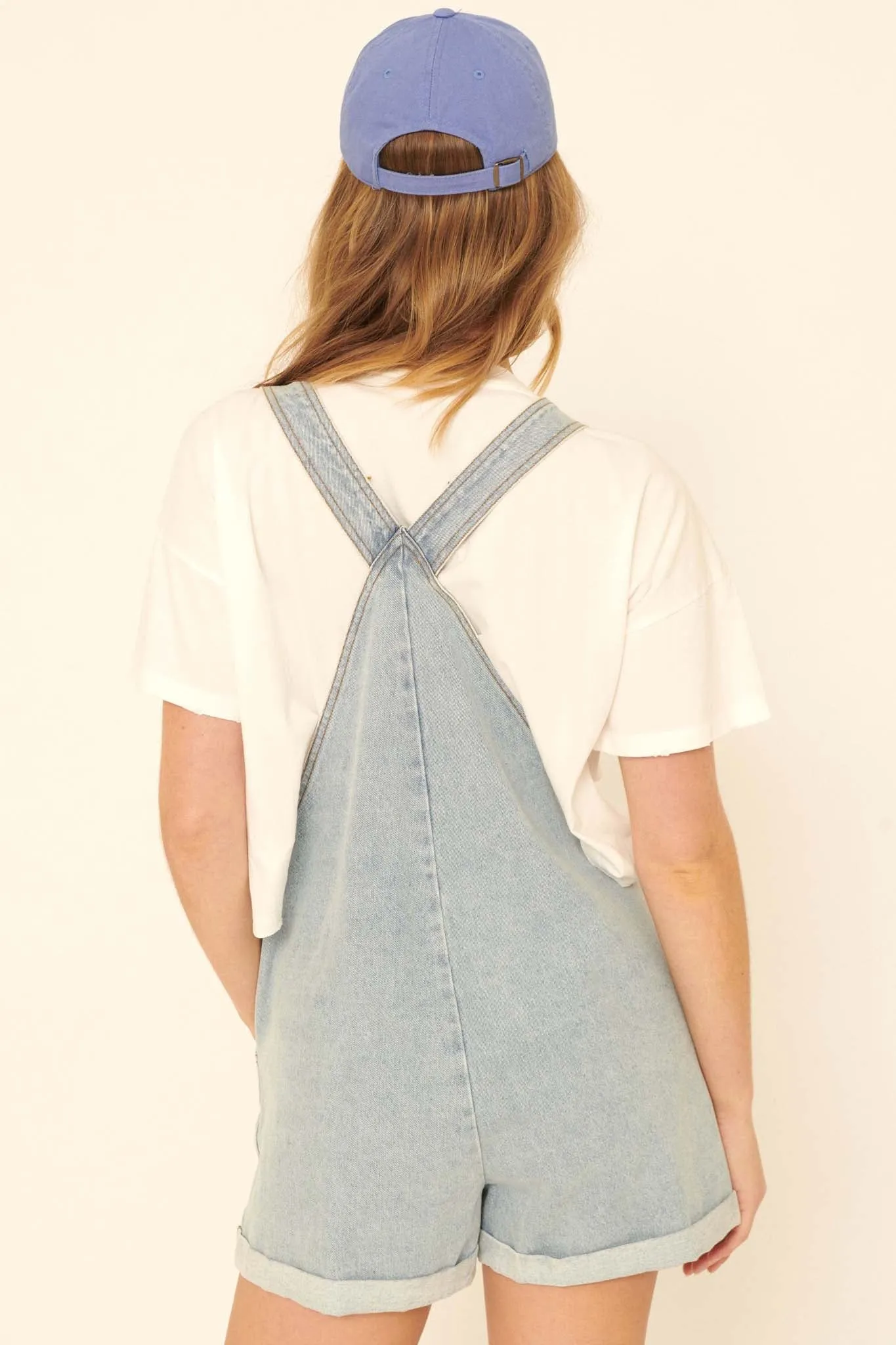 Jump for Joy Denim Overall Romper