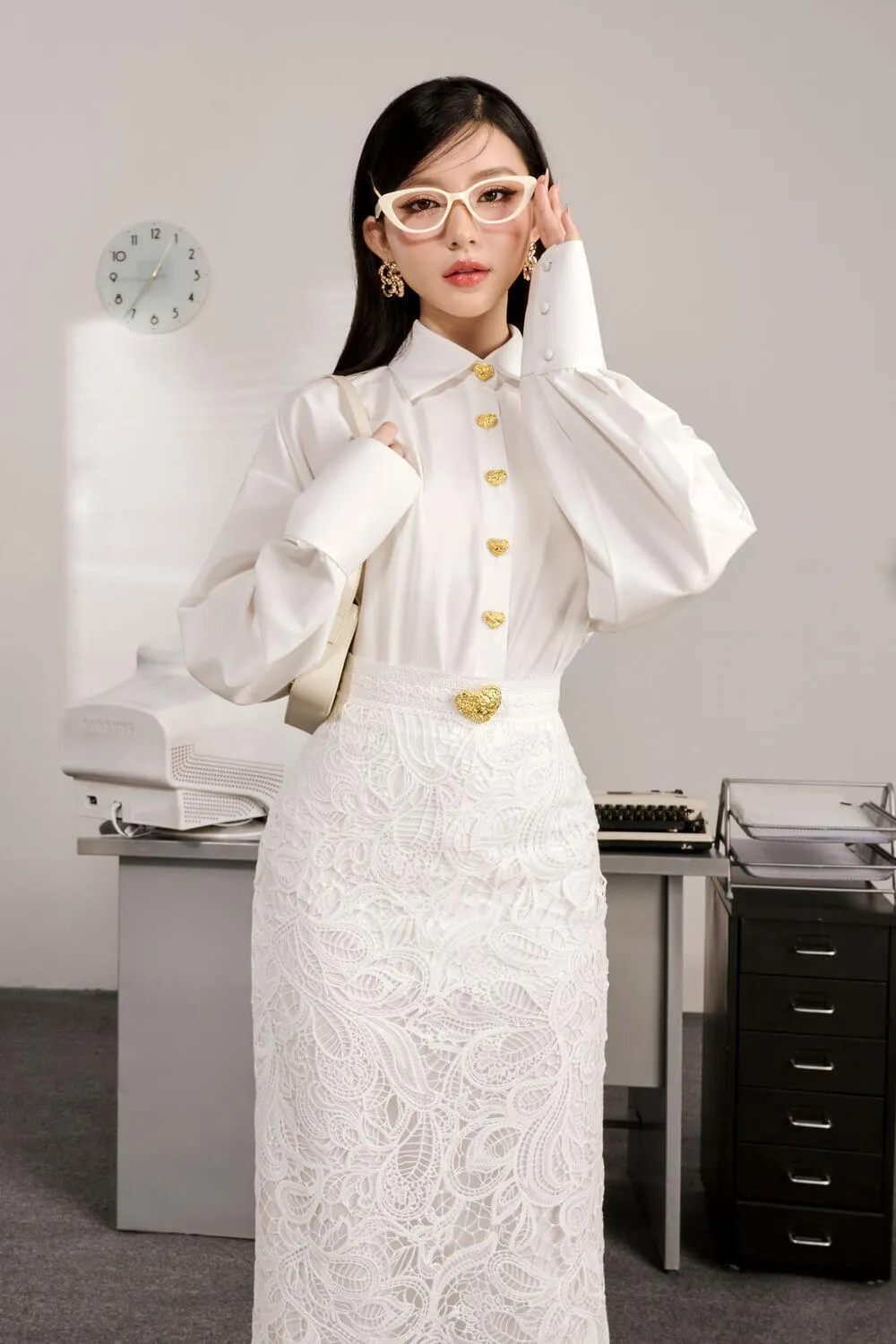 Lany Sheath Lace Midi Skirt
