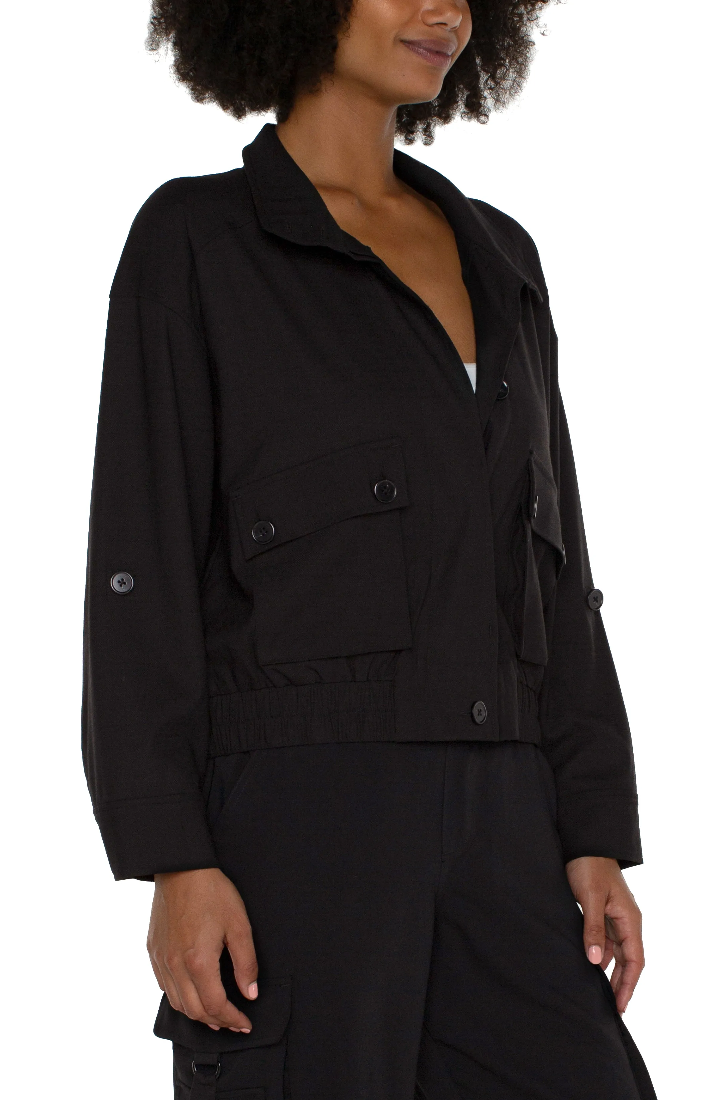 Liverpool Utility Jacket with Cinch Hem (Black)