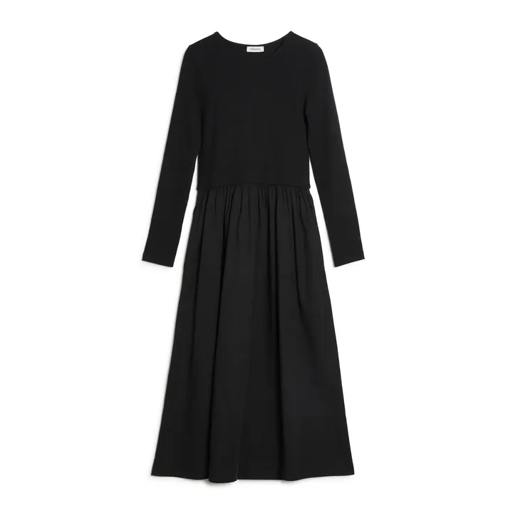 Long Sleeved Woven Mix Dress