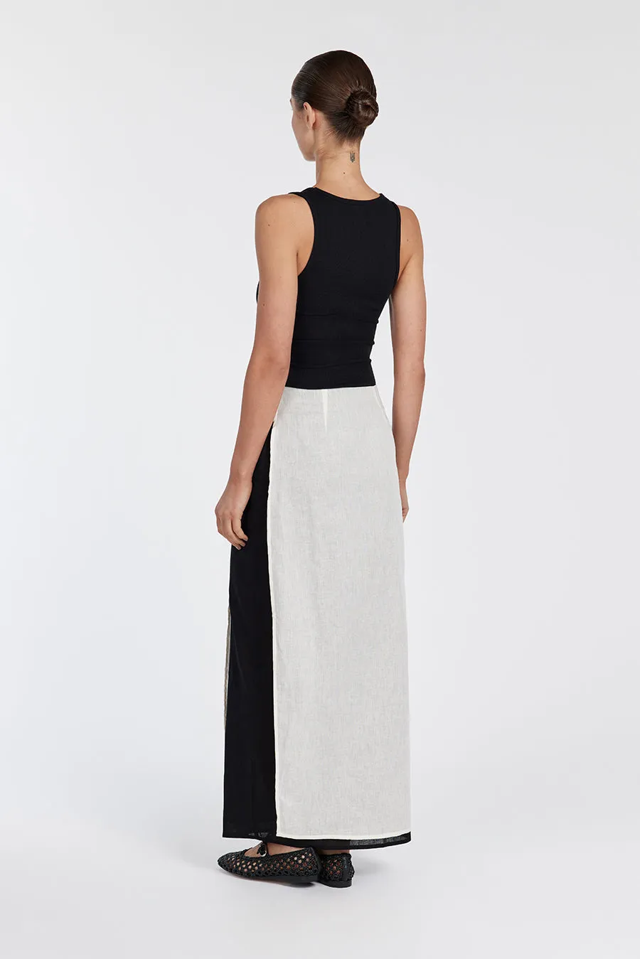 MEGAN CREAM/BLACK WRAP SKIRT
