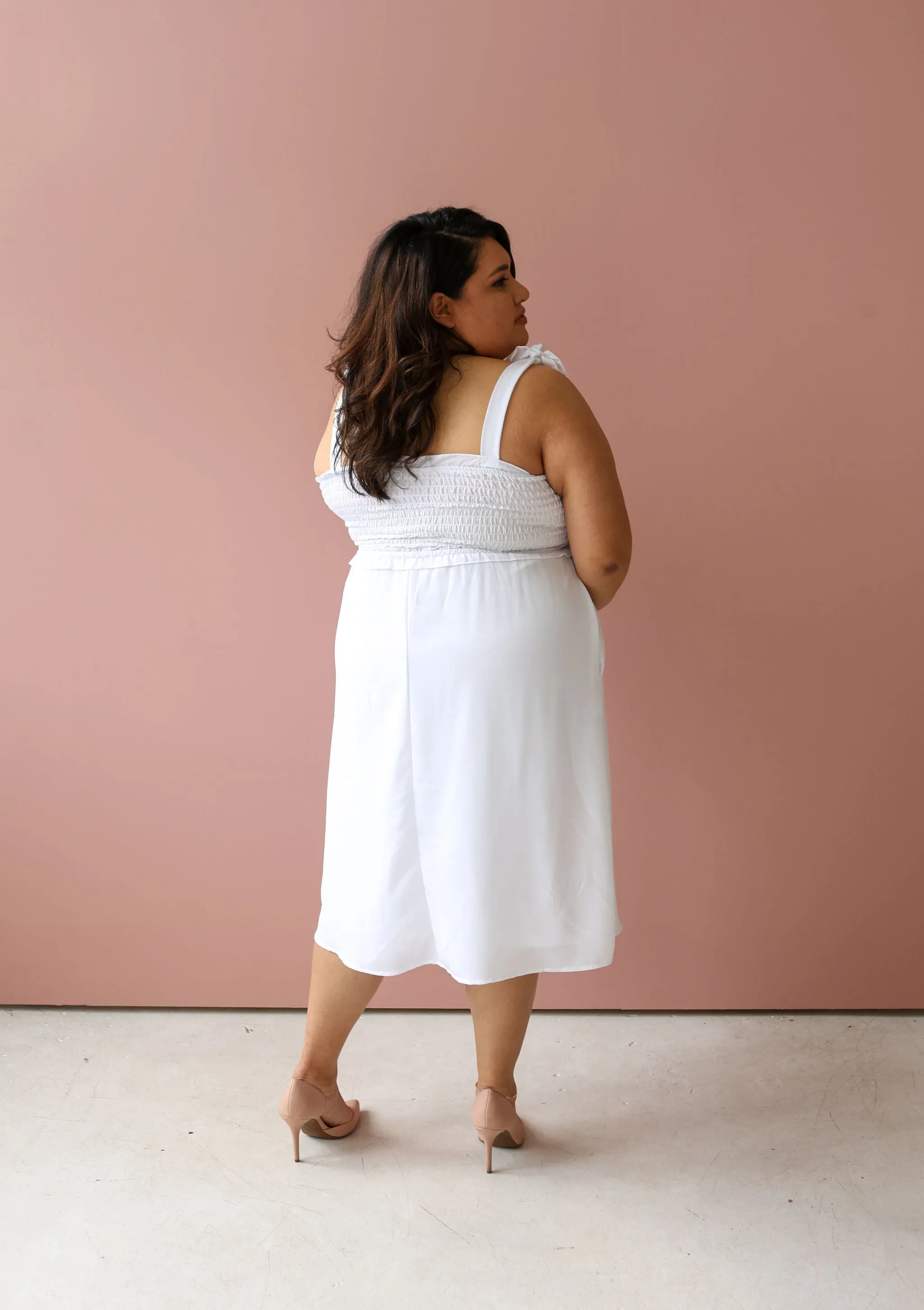 MINNIE White Midi Dress