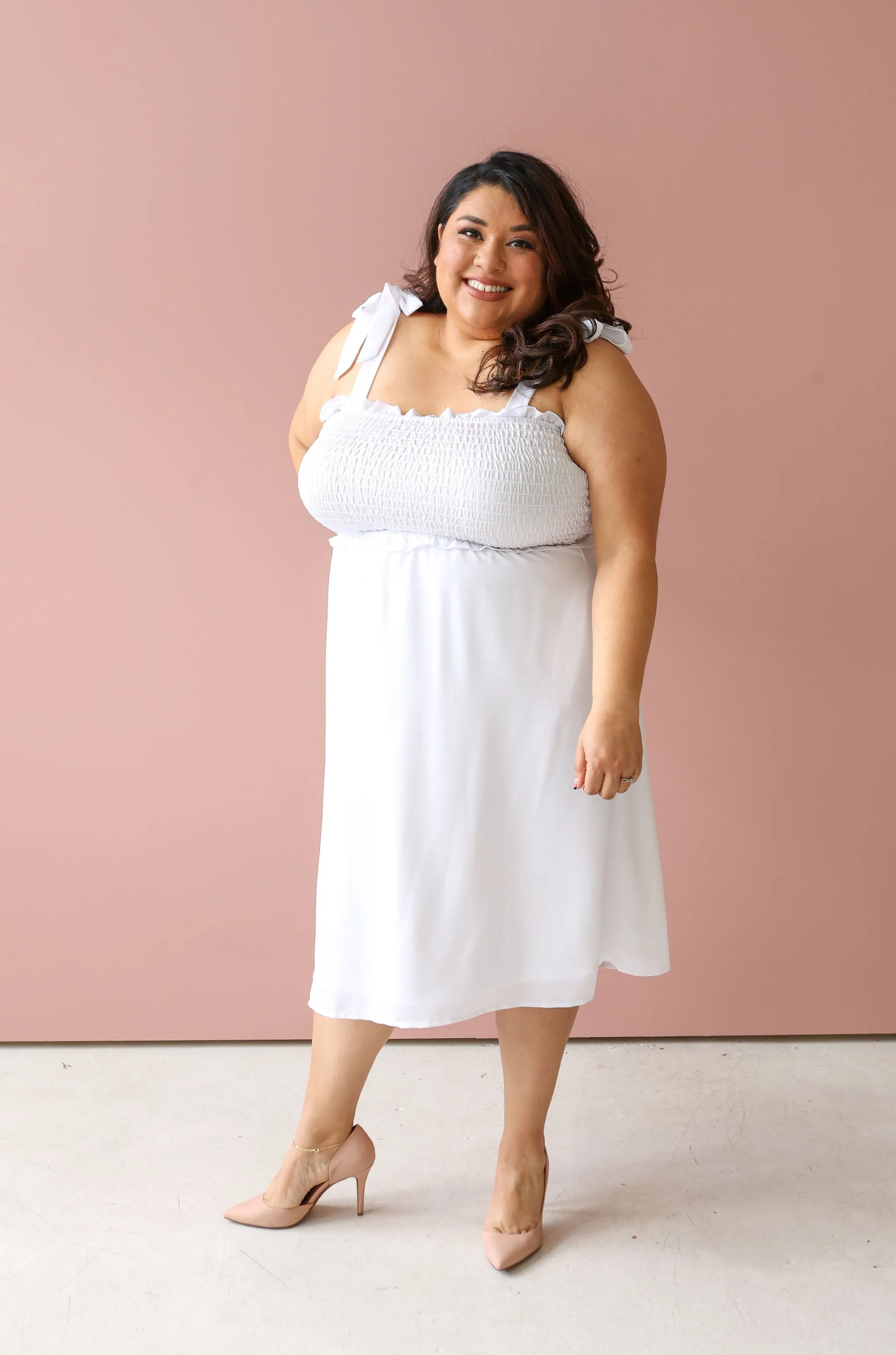 MINNIE White Midi Dress