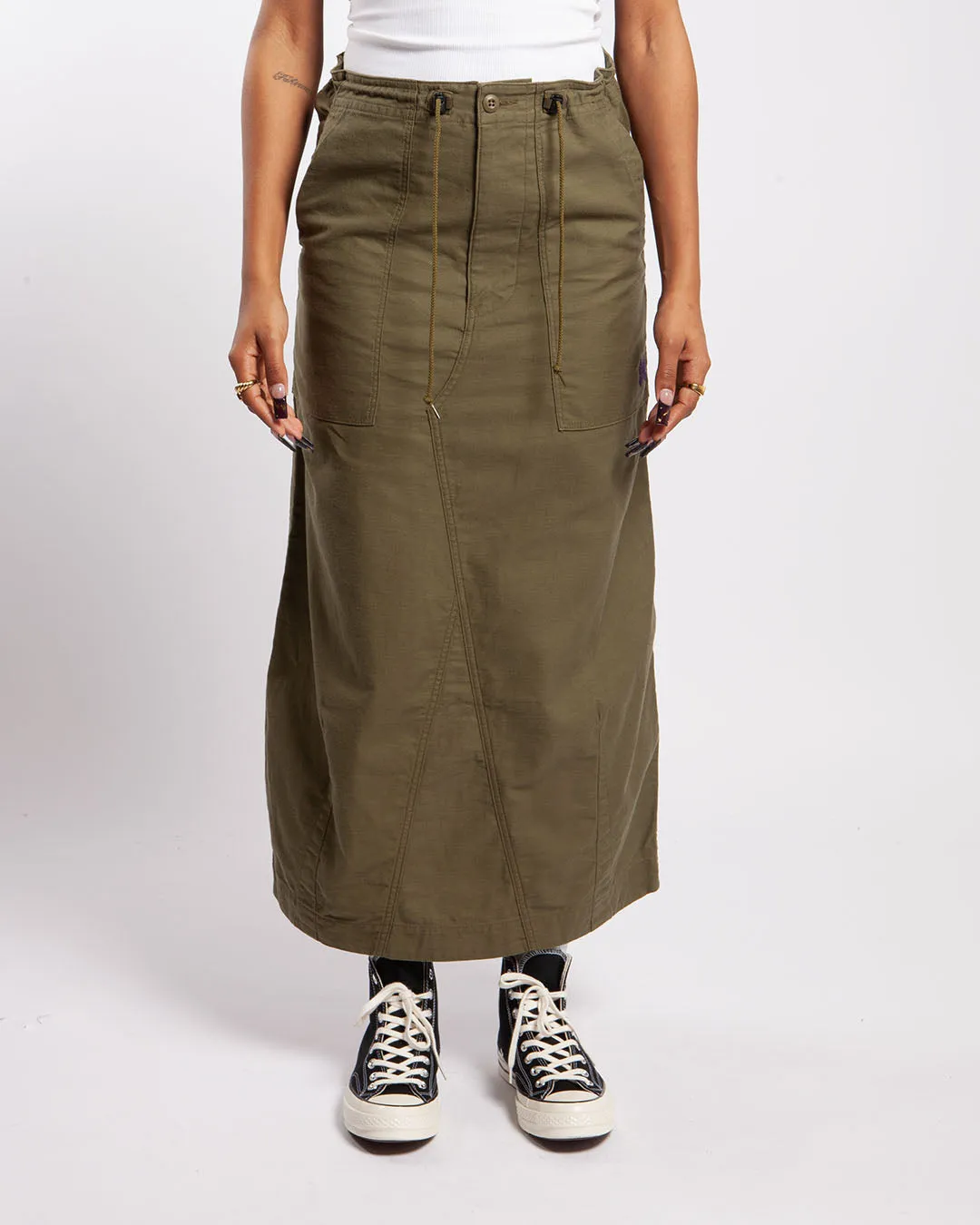 Needles String Fatigue Skirt - Back Sateen Olive