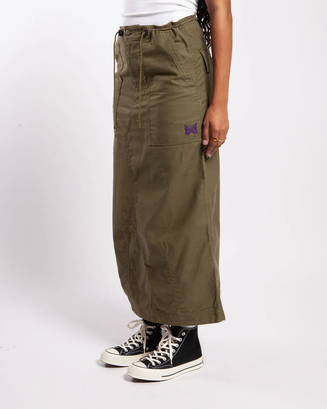 Needles String Fatigue Skirt - Back Sateen Olive