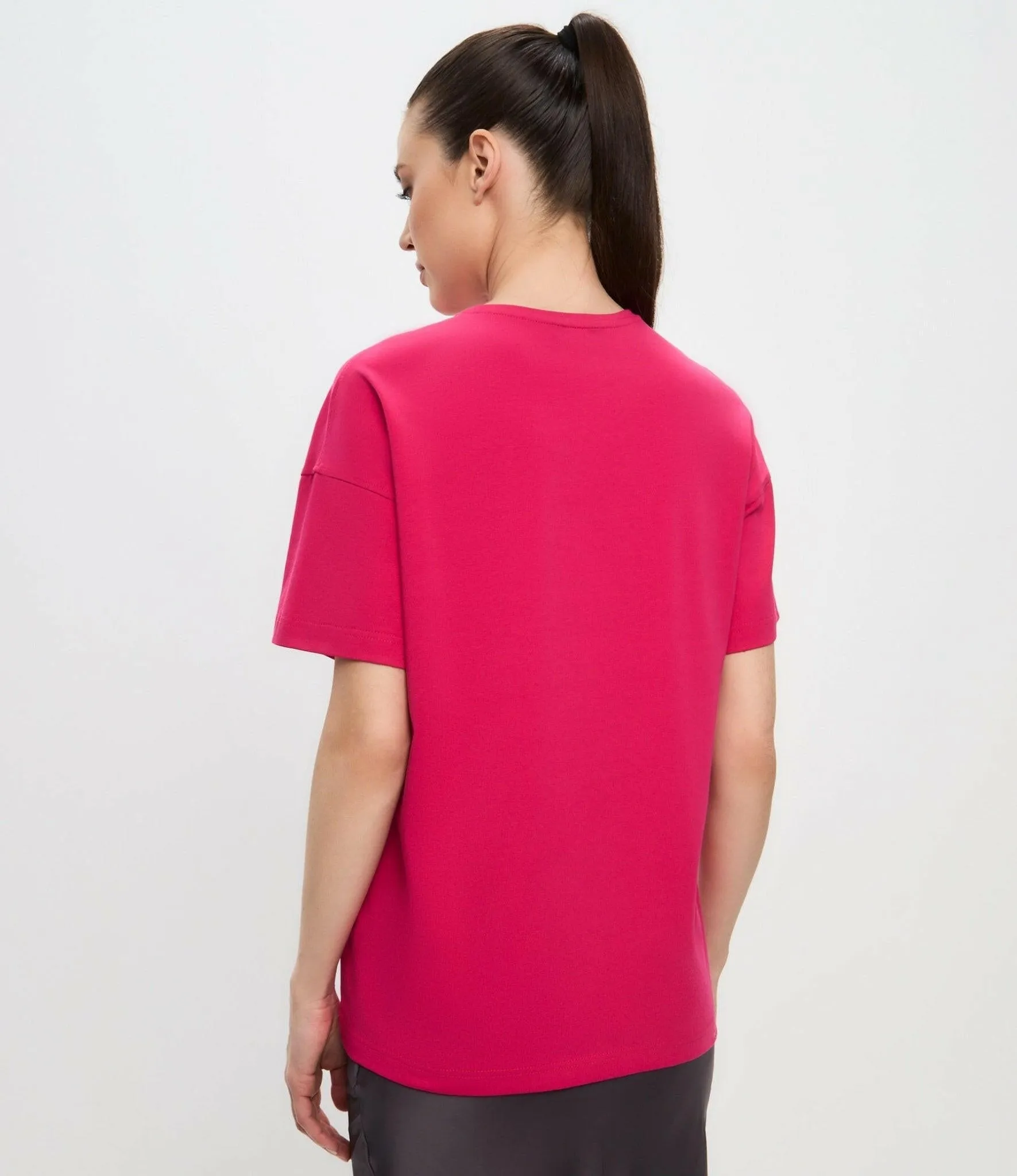 Pink Printed oversized T-shirt MINIMALIST CAT