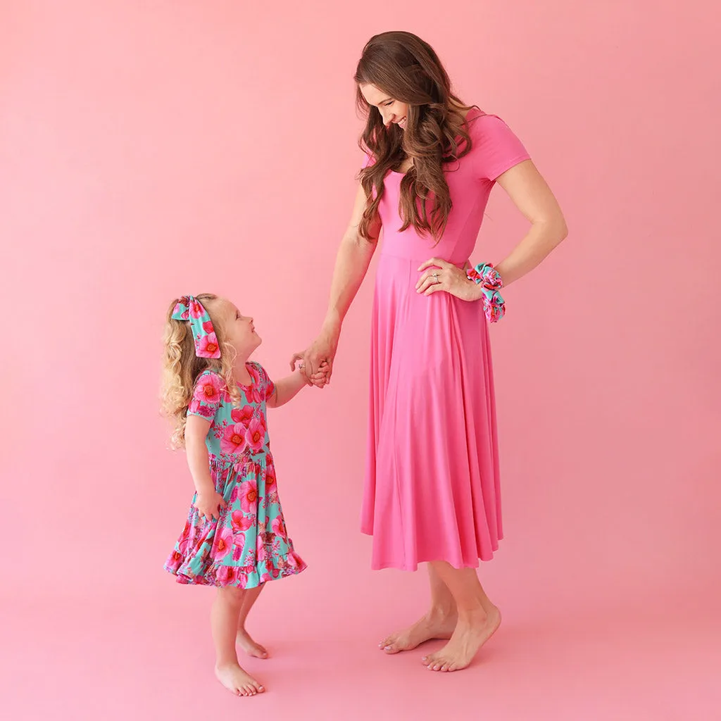 Posh Hot Pink Women's Scoop Midi Dress