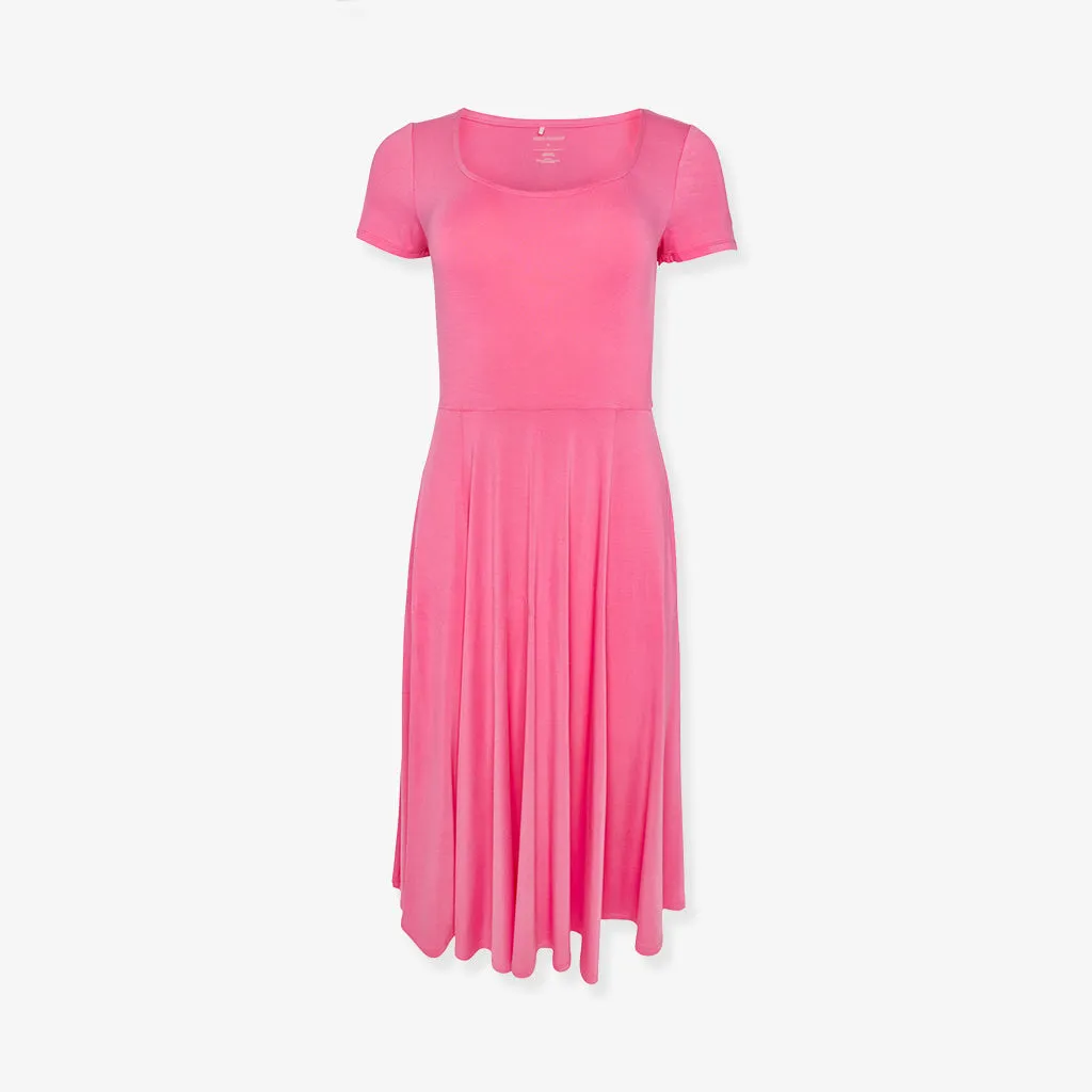 Posh Hot Pink Women's Scoop Midi Dress