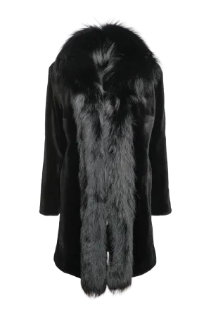 Reversible Fitted Sheared Mid Length Mink and Fox Fur Coat