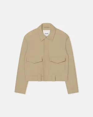 Ruben - Cropped Cavalry Twill Jacket - Pebble