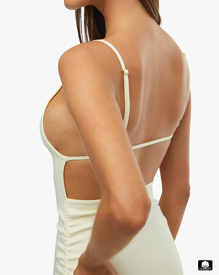 Ruched High Neck Midi Dress