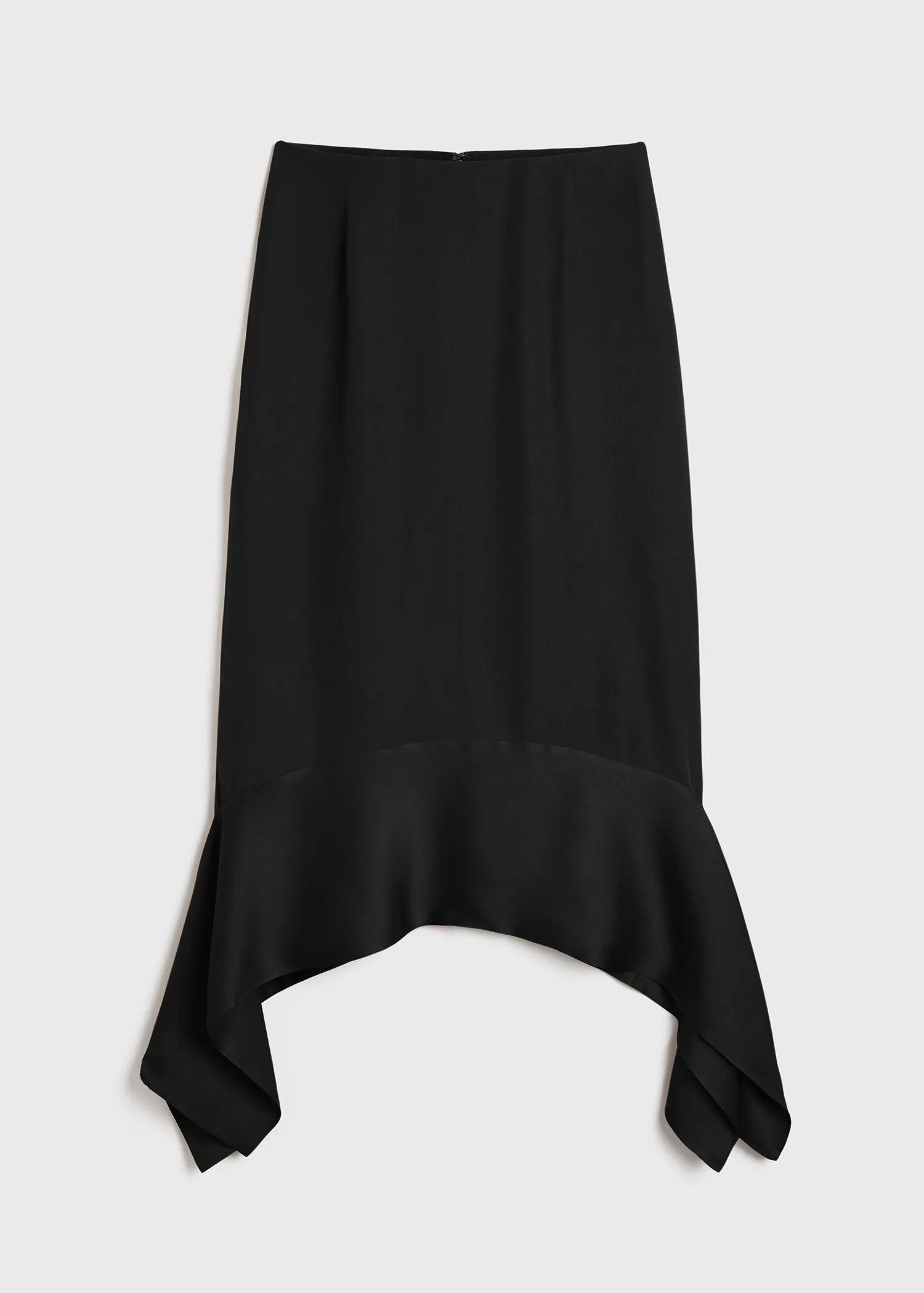 Satin-sash crepe skirt black