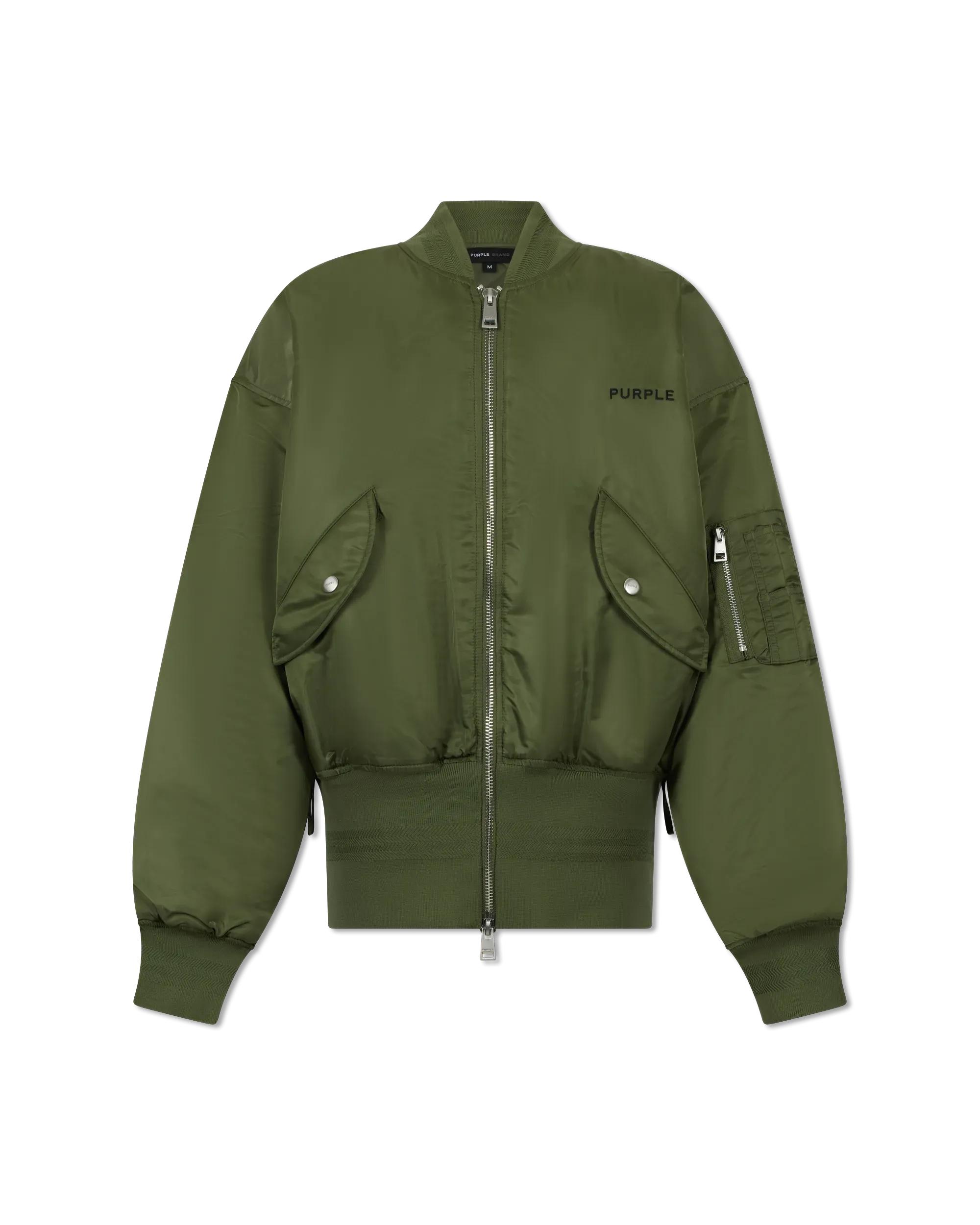 Satin Zip Front Bomber