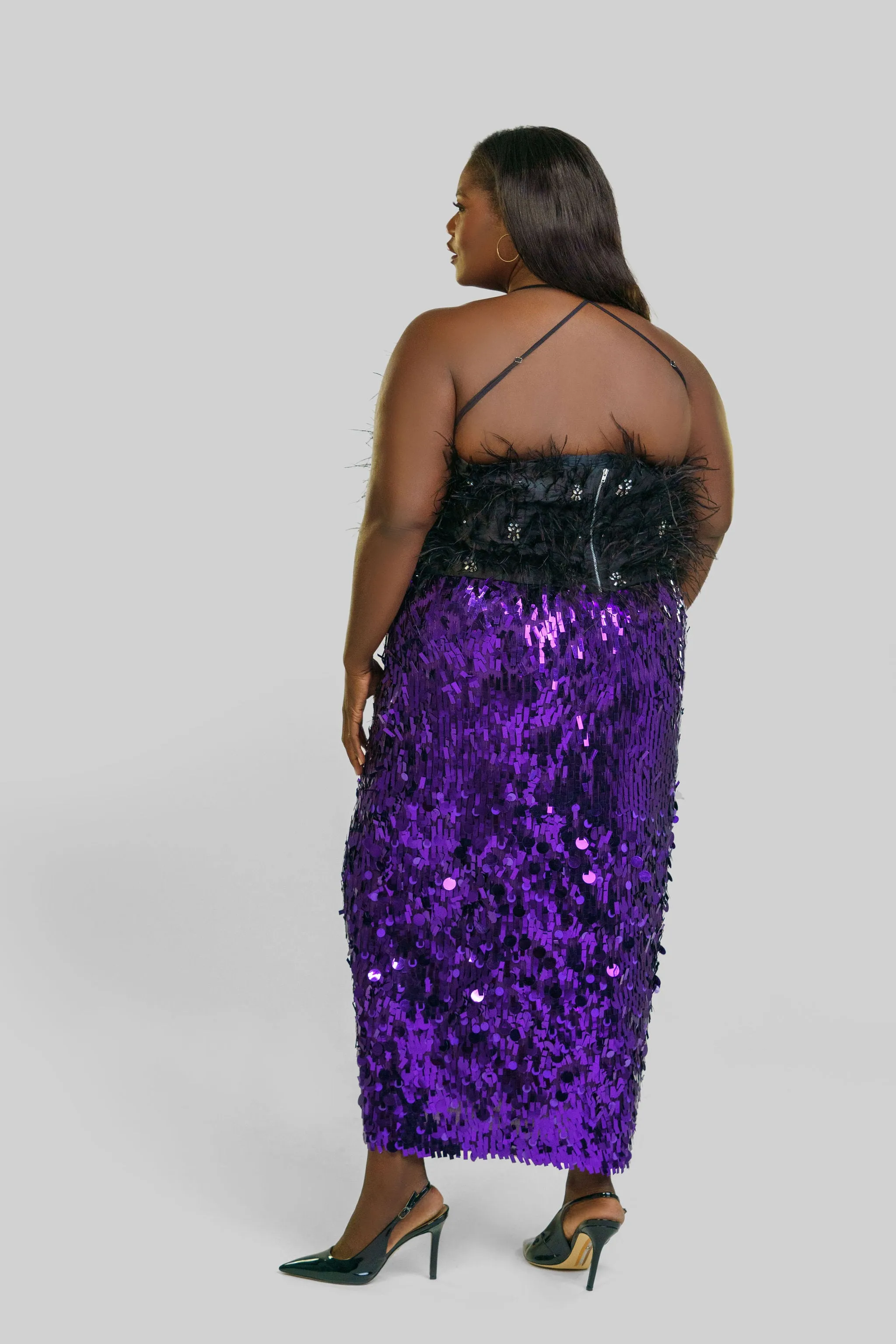 SEQUIN SIDE SLIT SKIRT