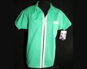Size 14 New Wave 1980s Jadite Shirt Jacket - 80s Does 50s Casual Green Short Sleeved Top - Summer - Deadstock - NWT - Bust 40 - 30798-1