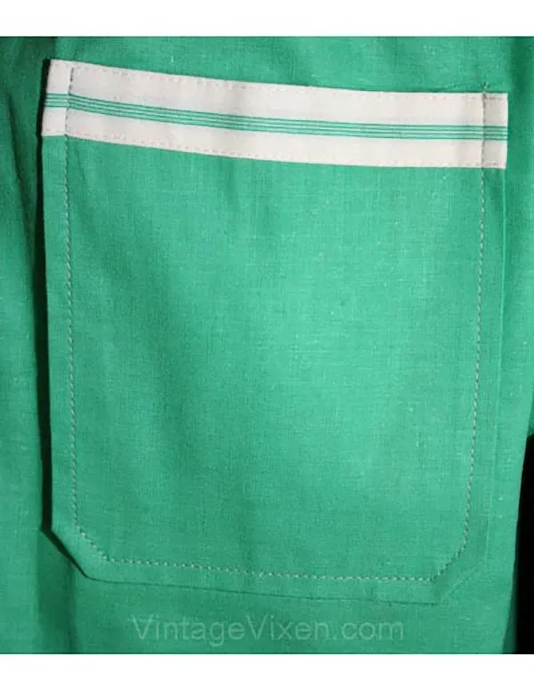 Size 14 New Wave 1980s Jadite Shirt Jacket - 80s Does 50s Casual Green Short Sleeved Top - Summer - Deadstock - NWT - Bust 40 - 30798-1