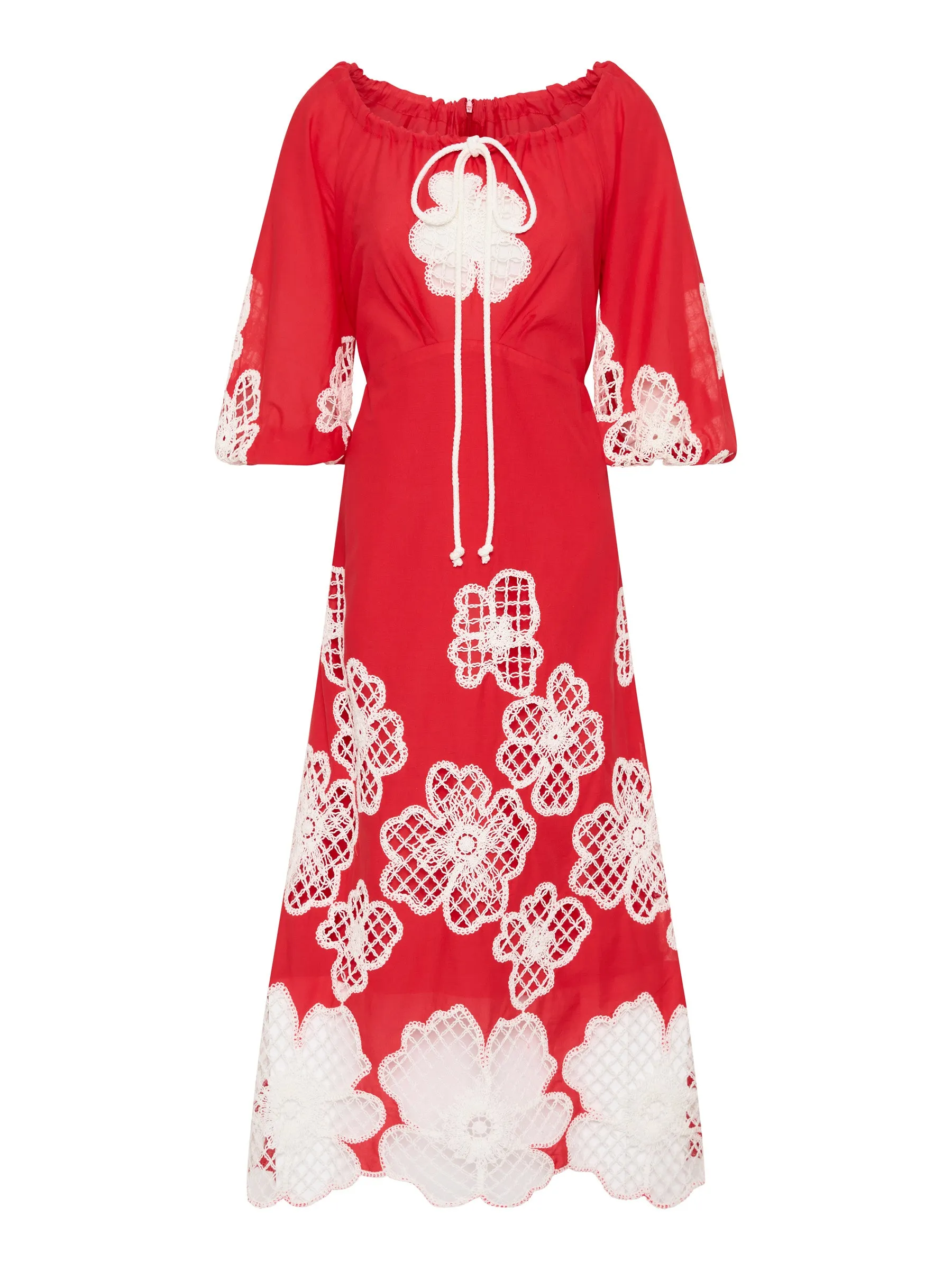 St Tropez Dress - Red/Ivory (Size 8 Only)