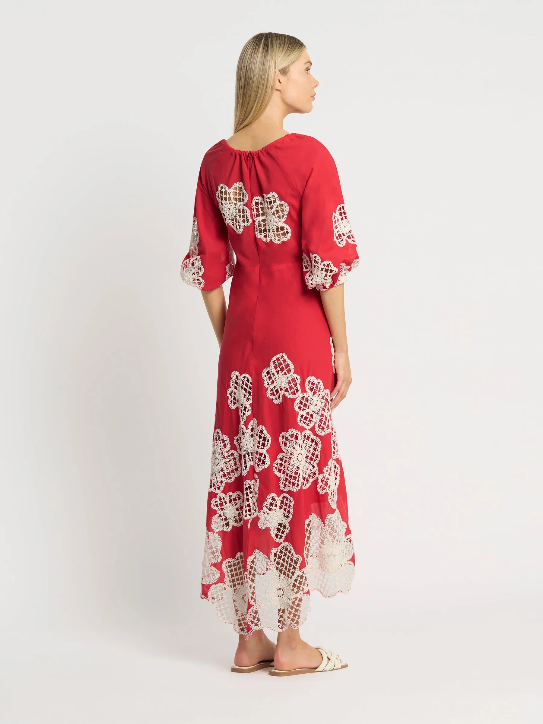 St Tropez Dress - Red/Ivory (Size 8 Only)