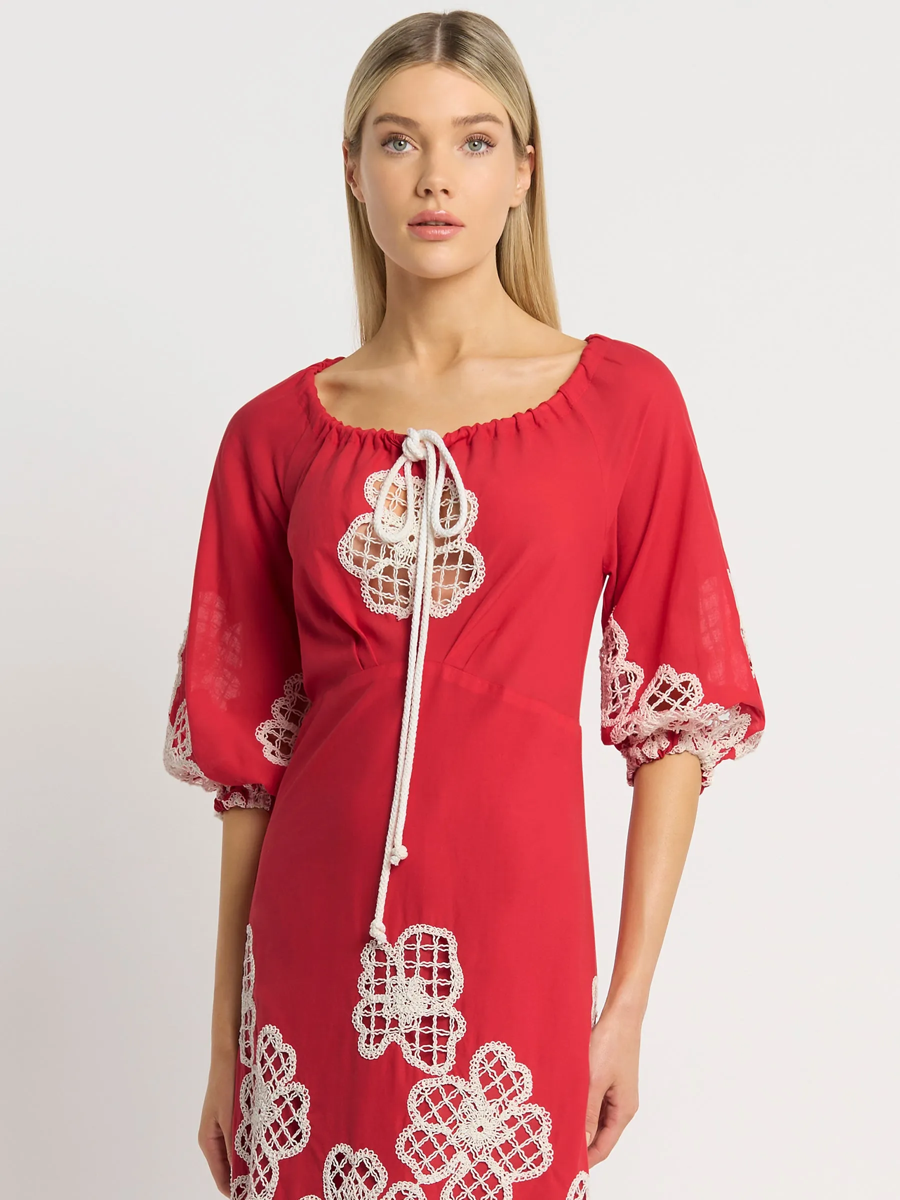 St Tropez Dress - Red/Ivory (Size 8 Only)