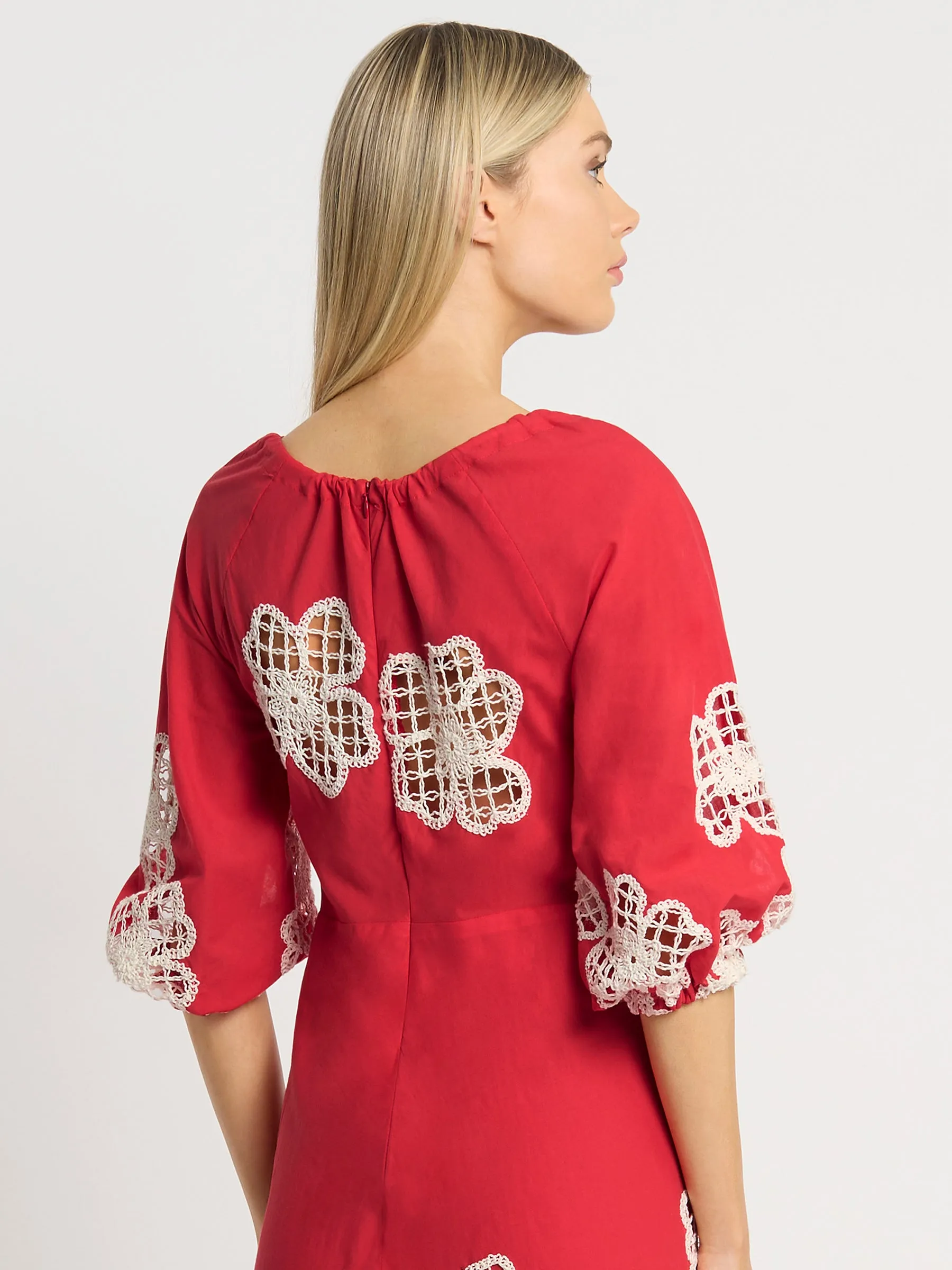 St Tropez Dress - Red/Ivory (Size 8 Only)