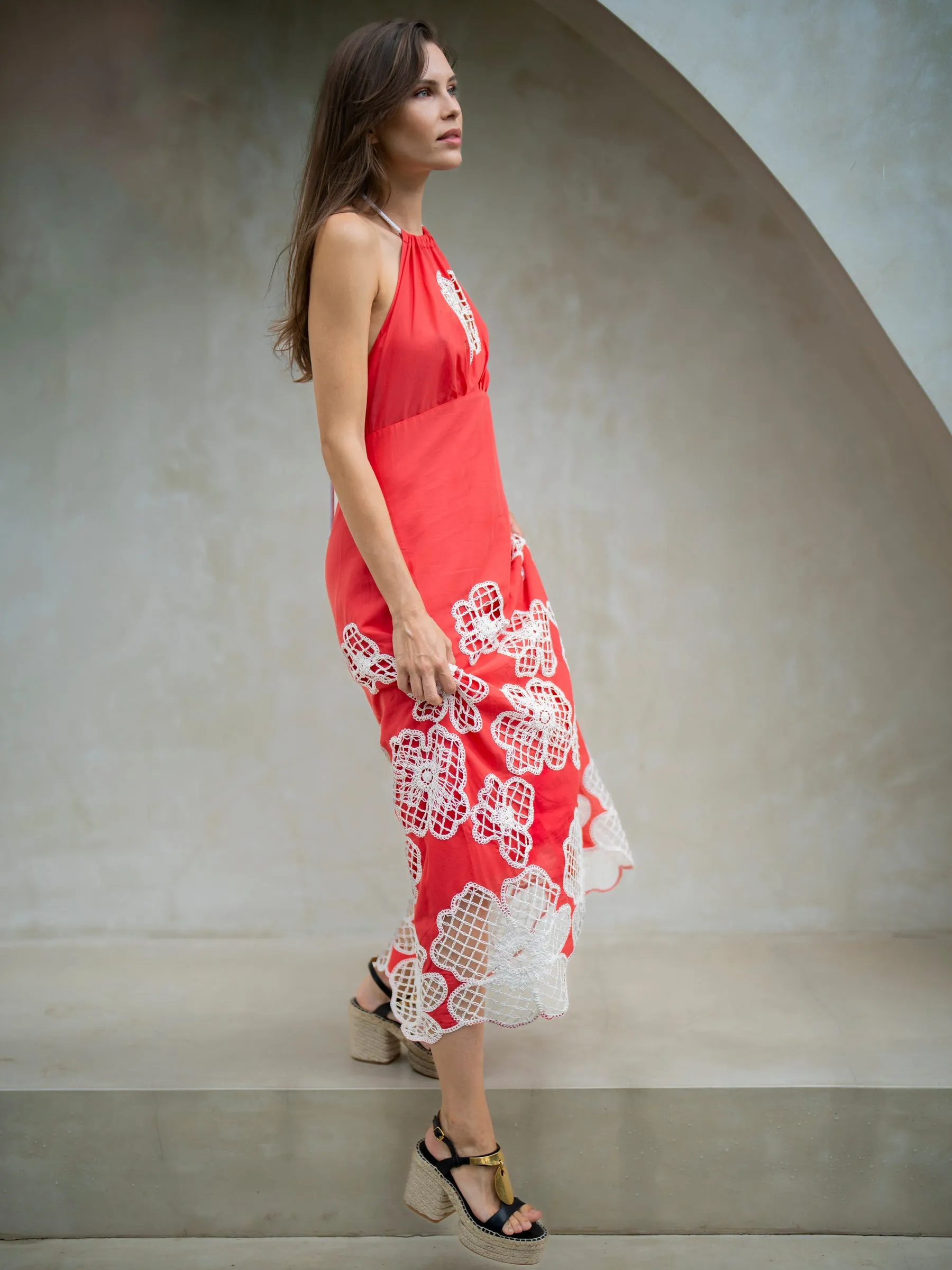 St Tropez Halter - Red/Ivory
