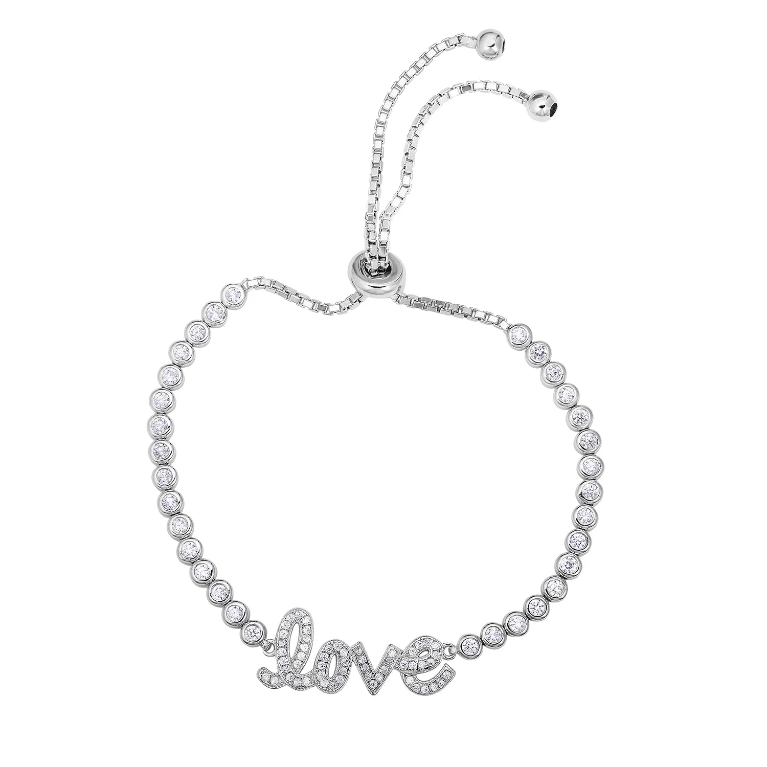 Sterling Silver CZ Infinity Adjustable Bracelet