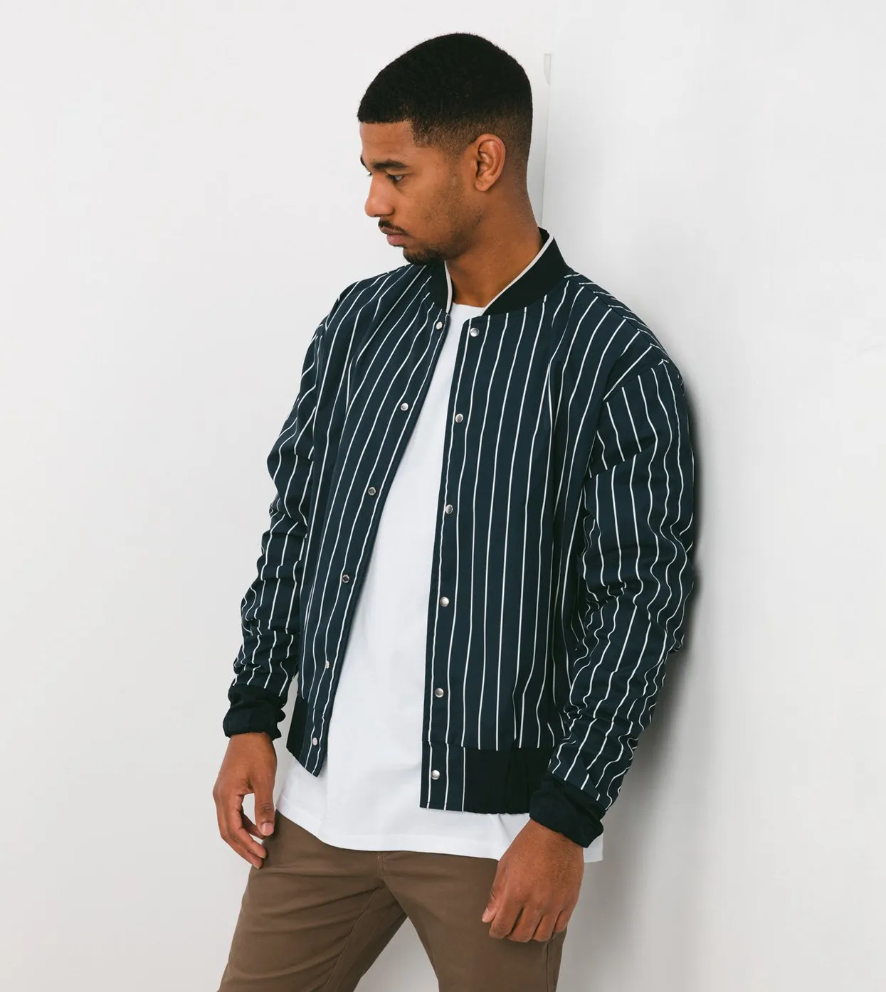 Stripe Varsity Jacket Ink/Shell - Sale