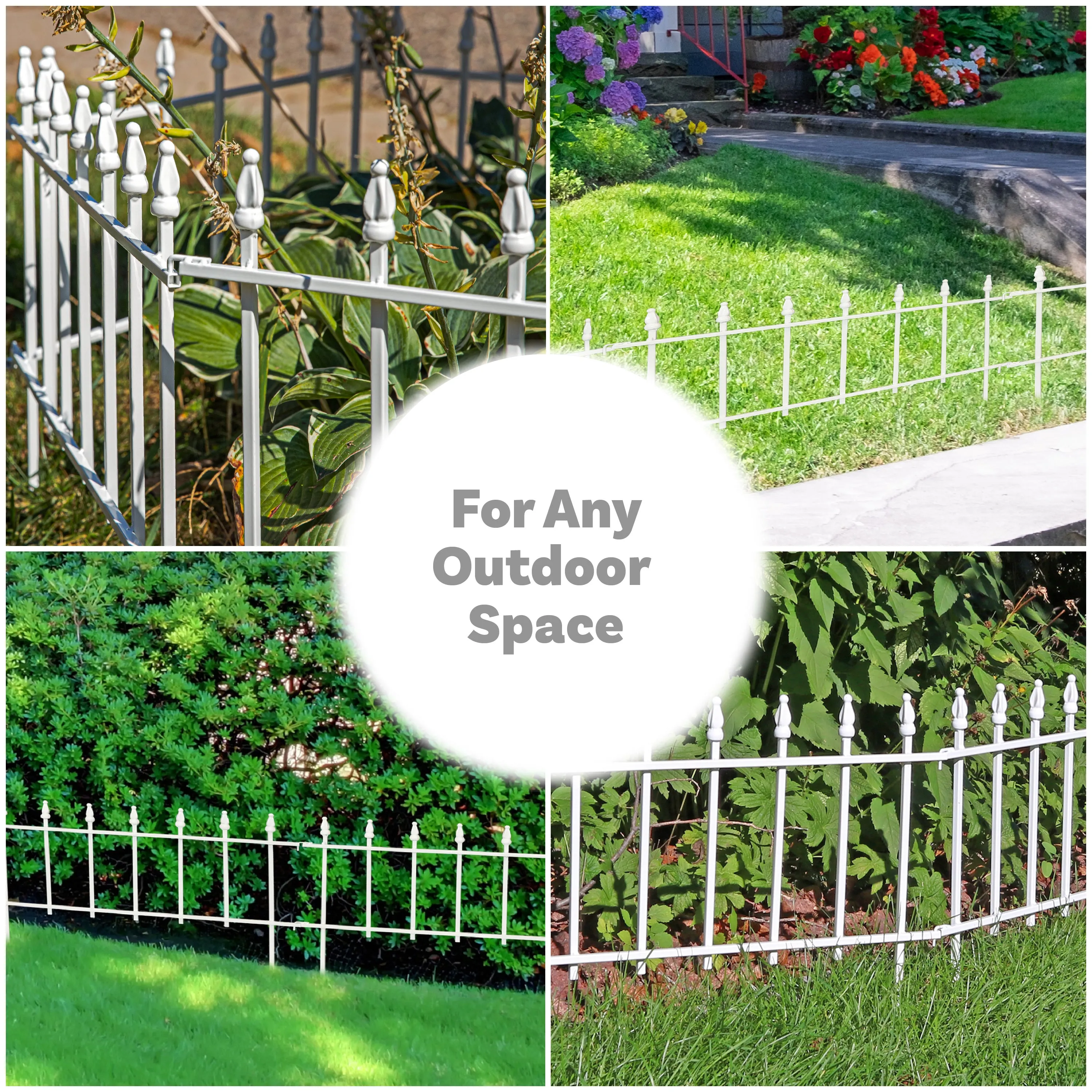 Sunnydaze 5-Piece Roman Garden Border Fence Set - 9 Overall Feet