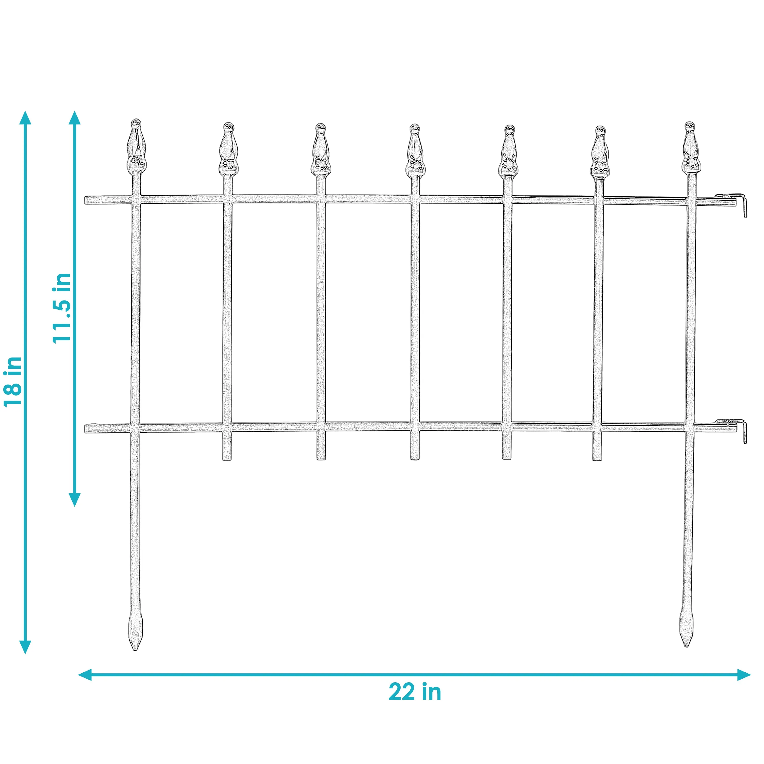 Sunnydaze 5-Piece Roman Garden Border Fence Set - 9 Overall Feet