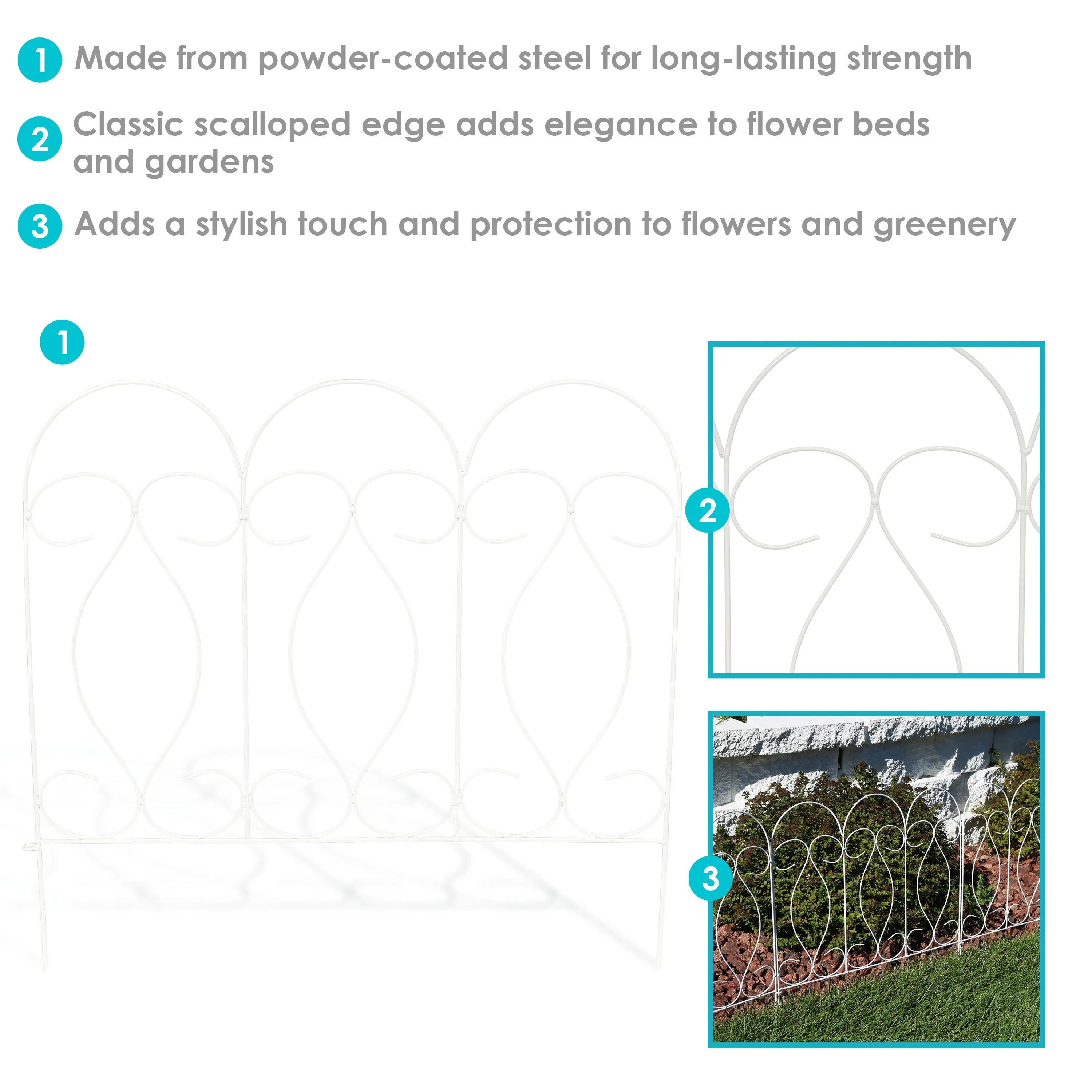 Sunnydaze 5-Piece Traditional Border Fence Set - 10 Overall Feet