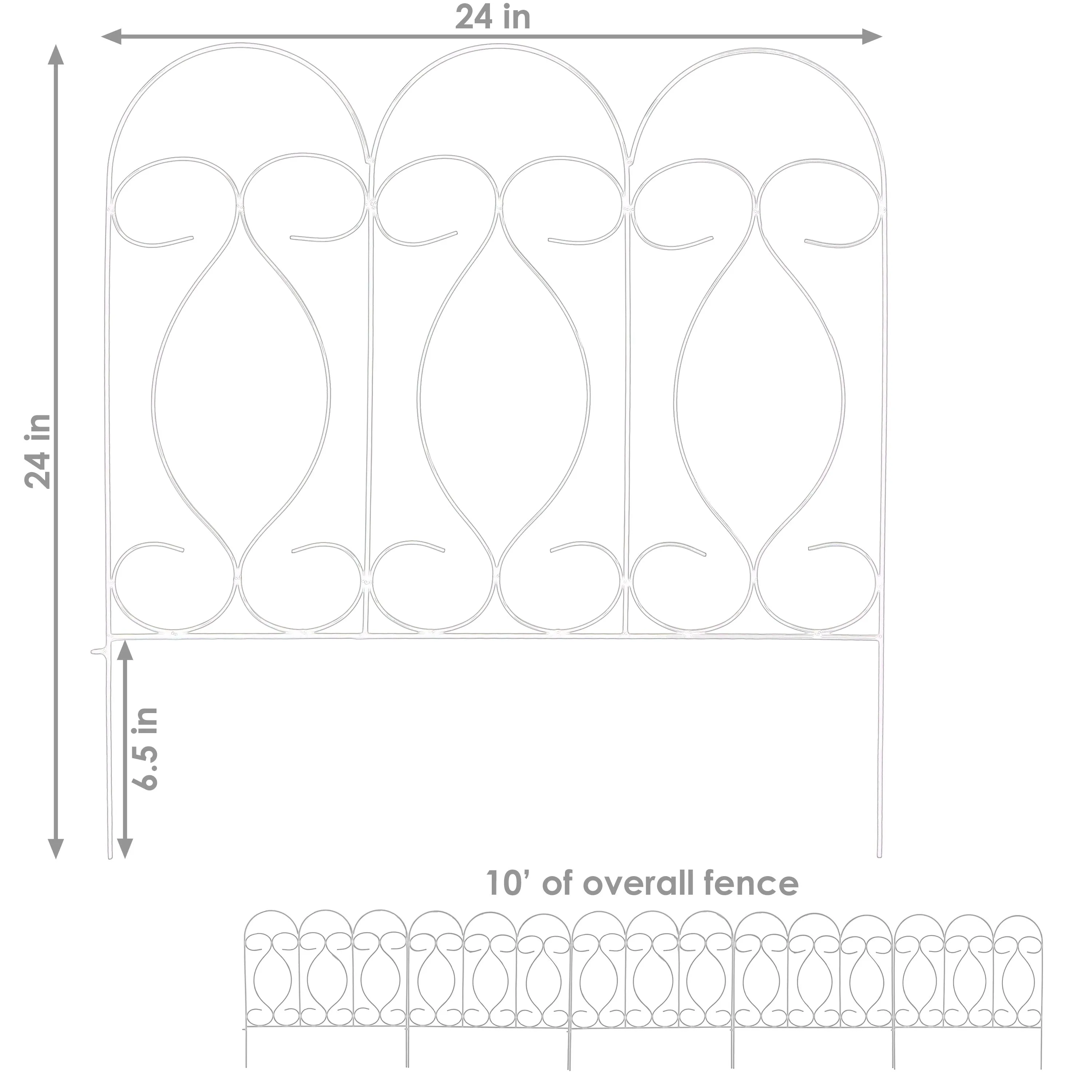 Sunnydaze 5-Piece Traditional Border Fence Set - 10 Overall Feet