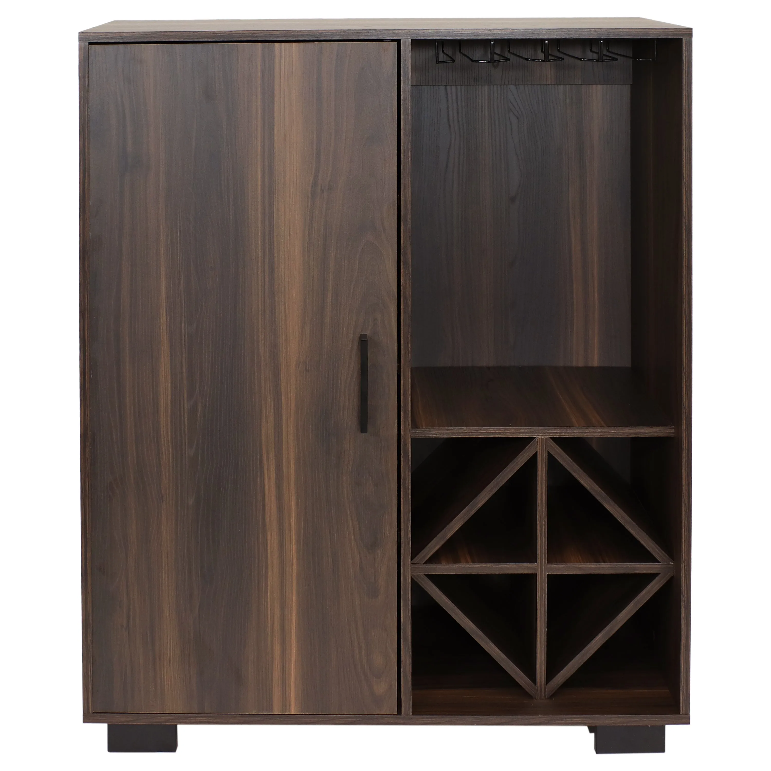 Sunnydaze Lavina Wine Bar Cabinet with Glass Rack and Bottle Storage Shelves