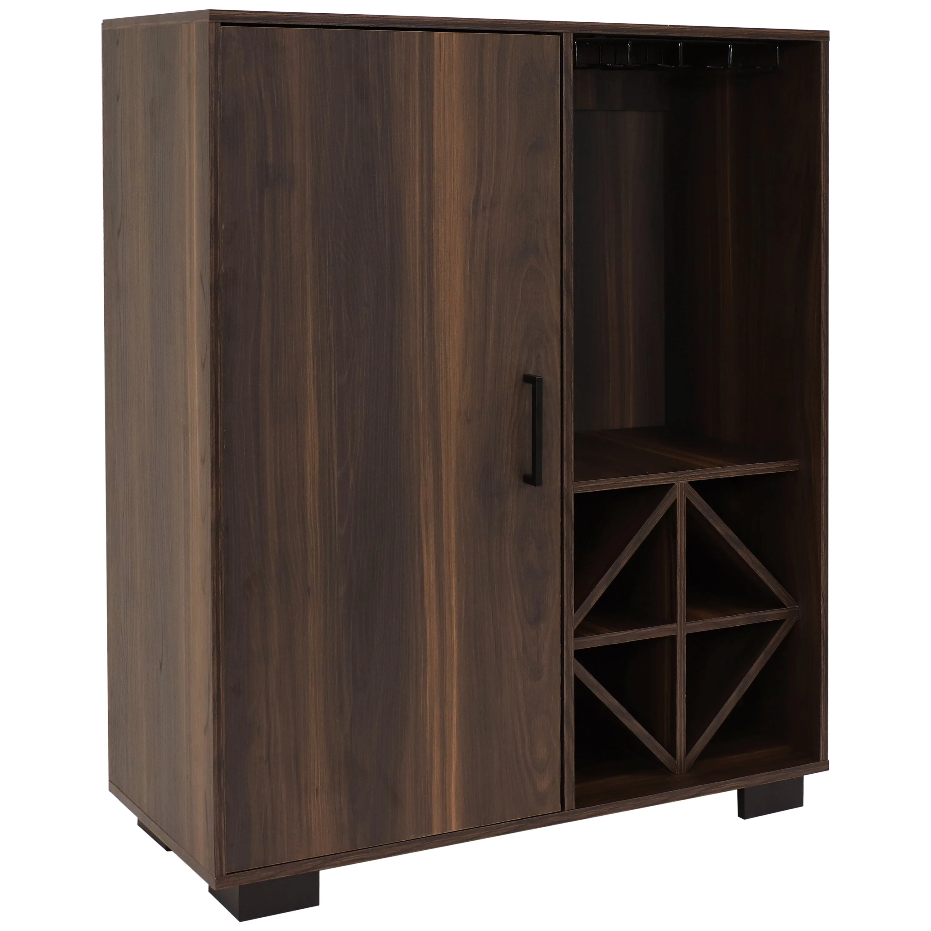 Sunnydaze Lavina Wine Bar Cabinet with Glass Rack and Bottle Storage Shelves