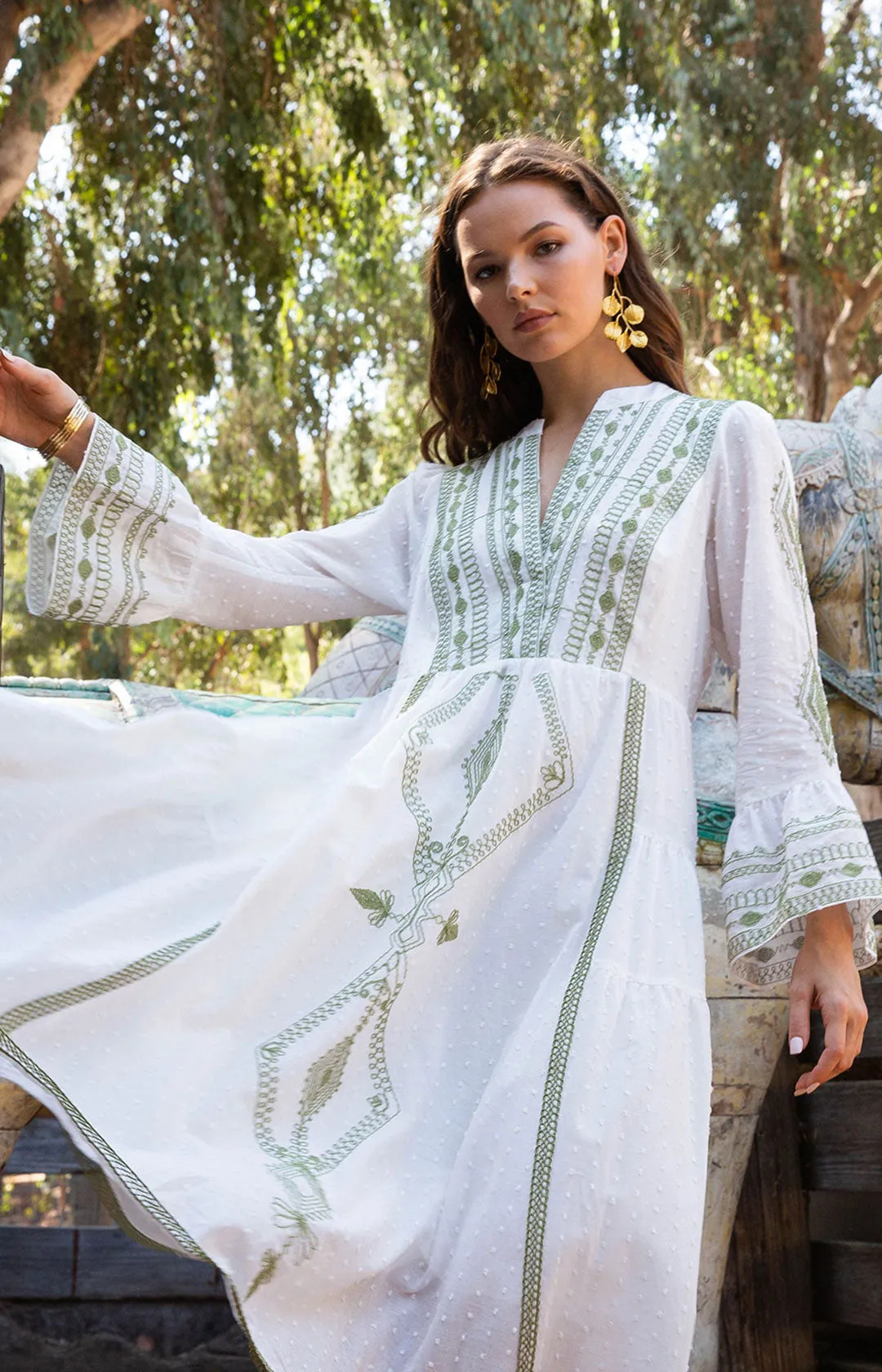 Tasha Embroidered Midi Dress