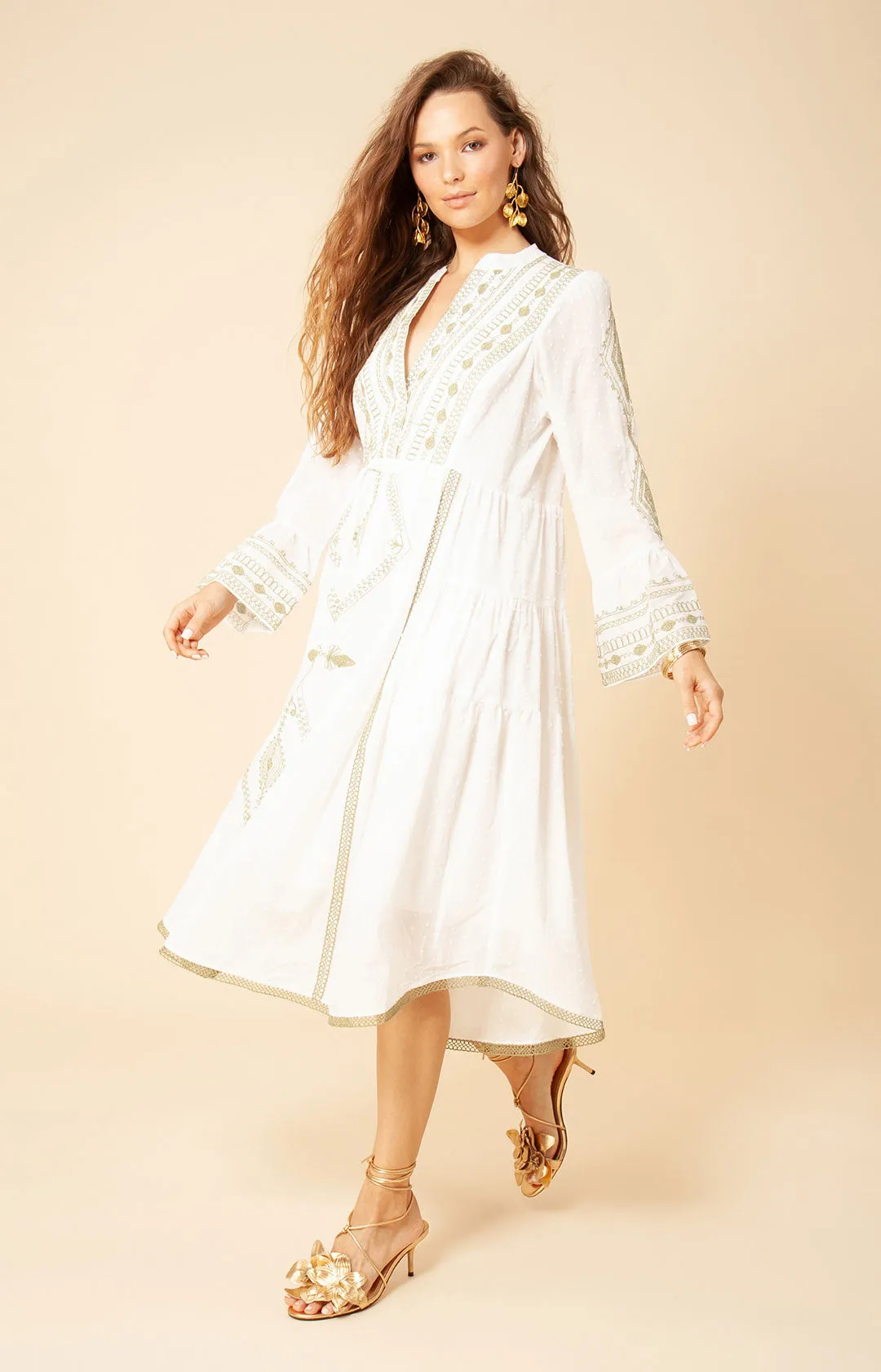 Tasha Embroidered Midi Dress