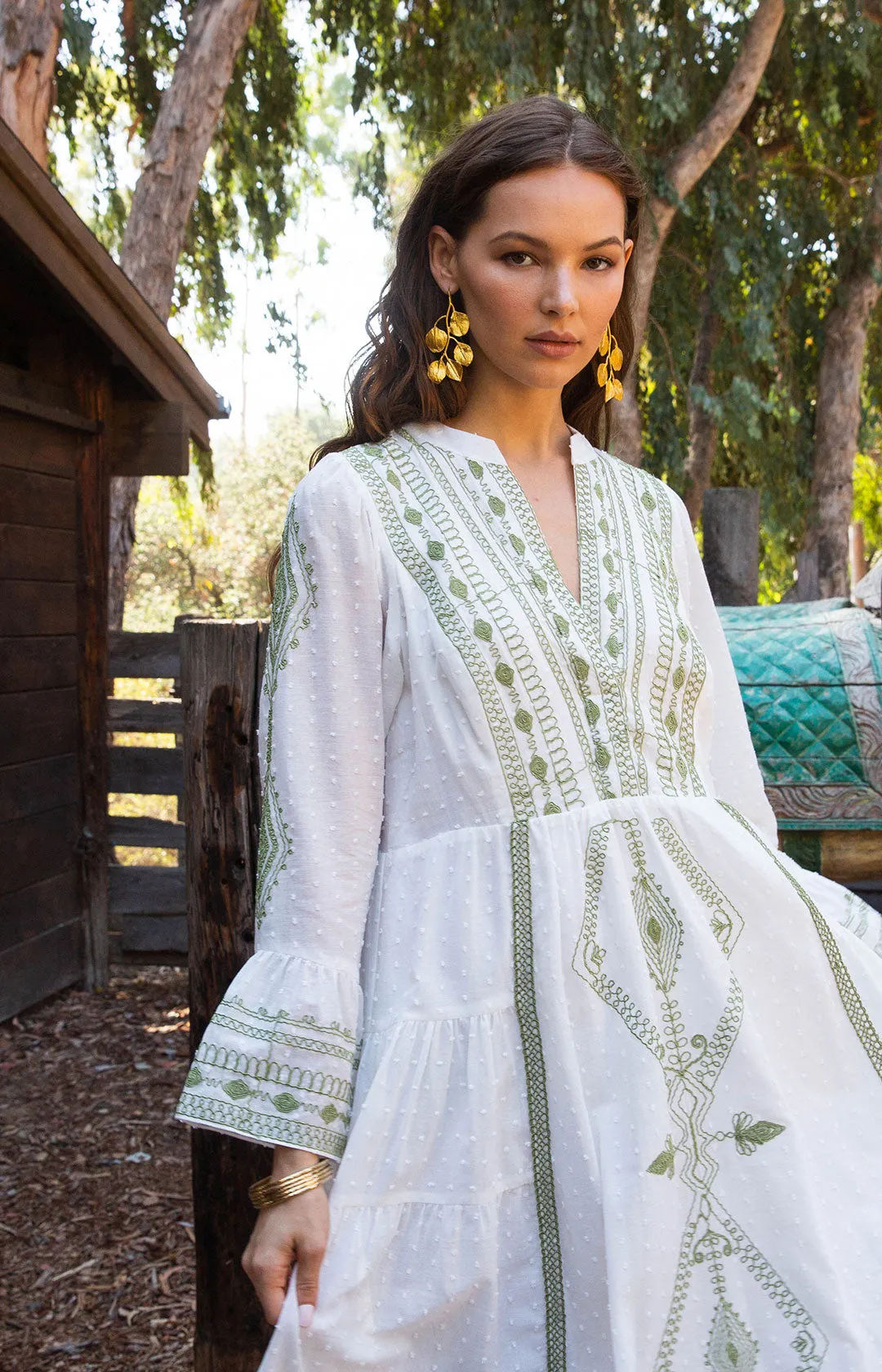 Tasha Embroidered Midi Dress