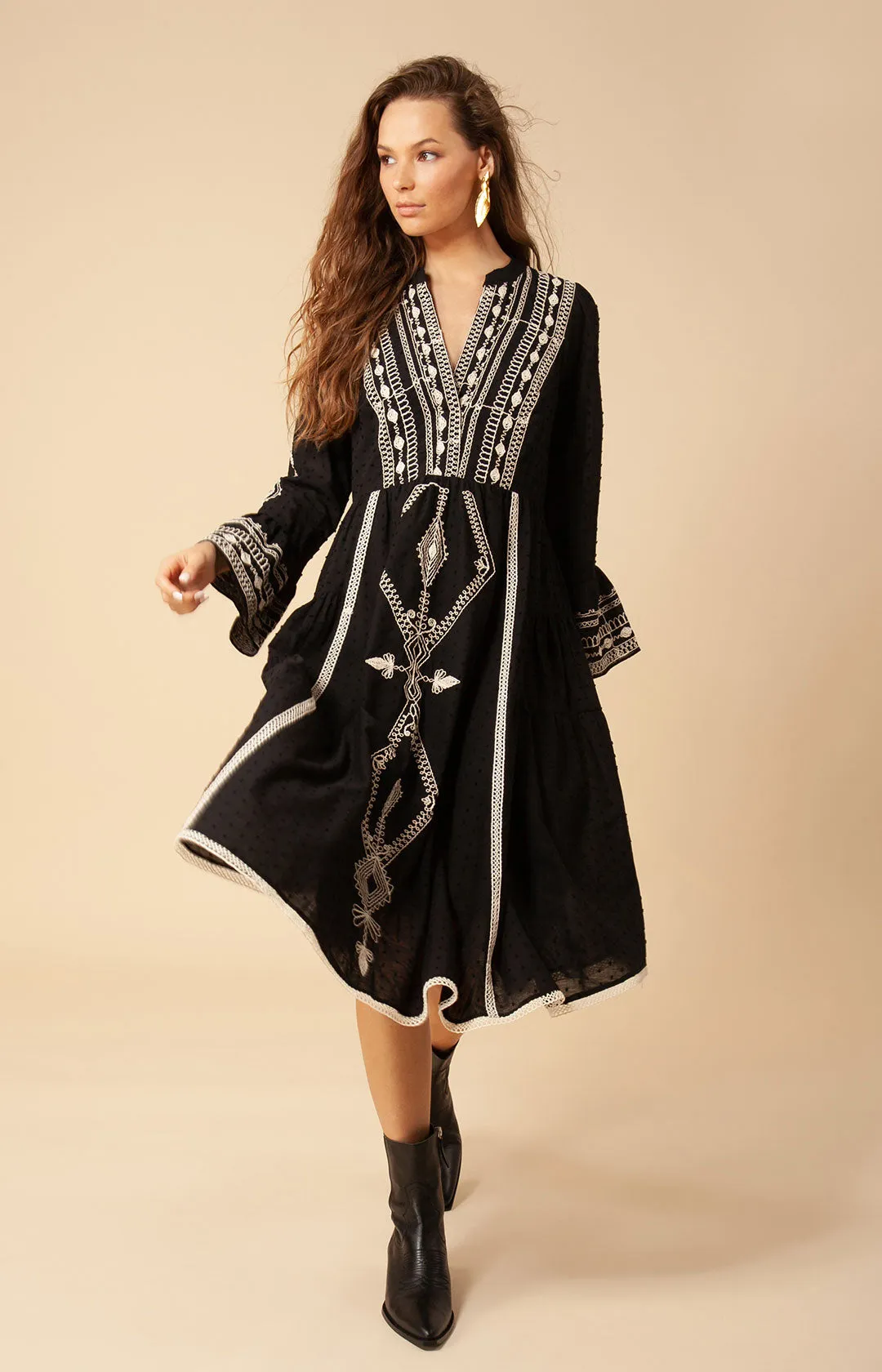 Tasha Embroidered Midi Dress