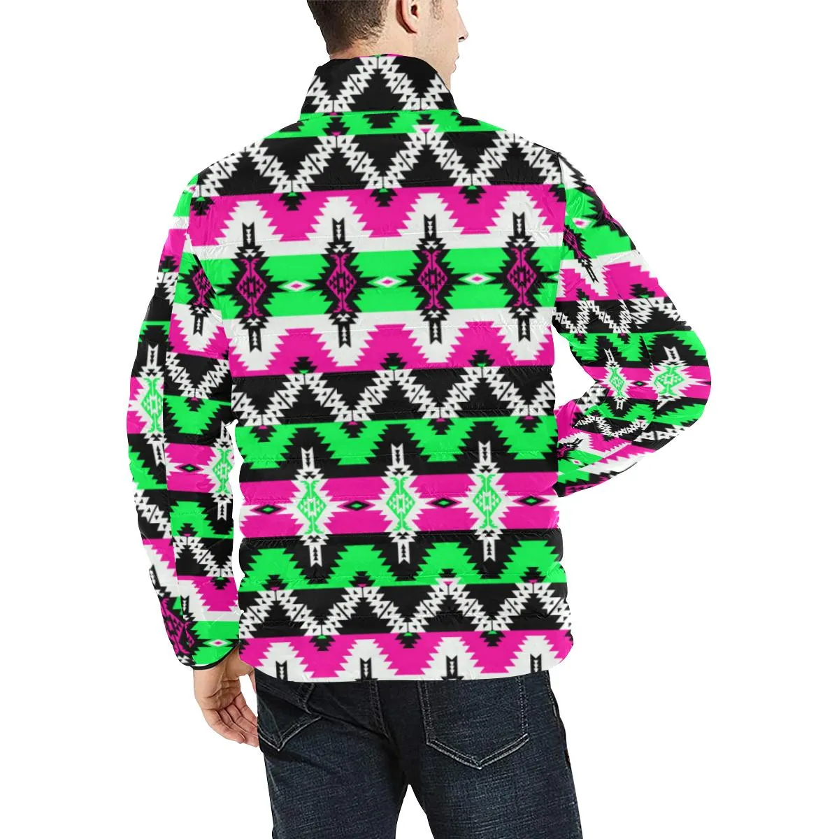Two Spirit Ceremony Men's Stand Collar Padded Jacket
