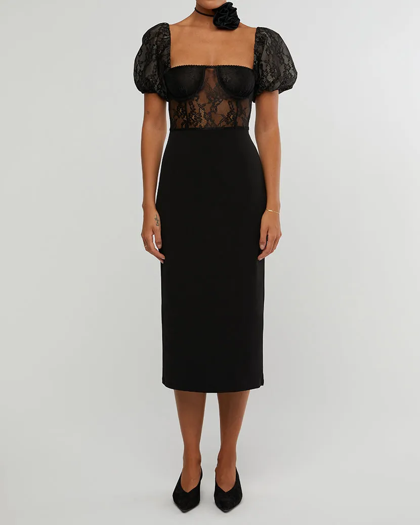 Underwire Corset Midi Lace Dress