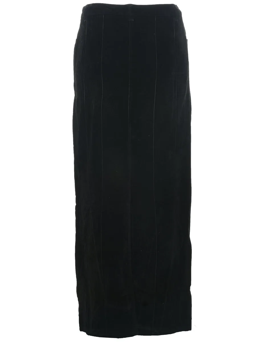 Velour Black Midi Skirt - M