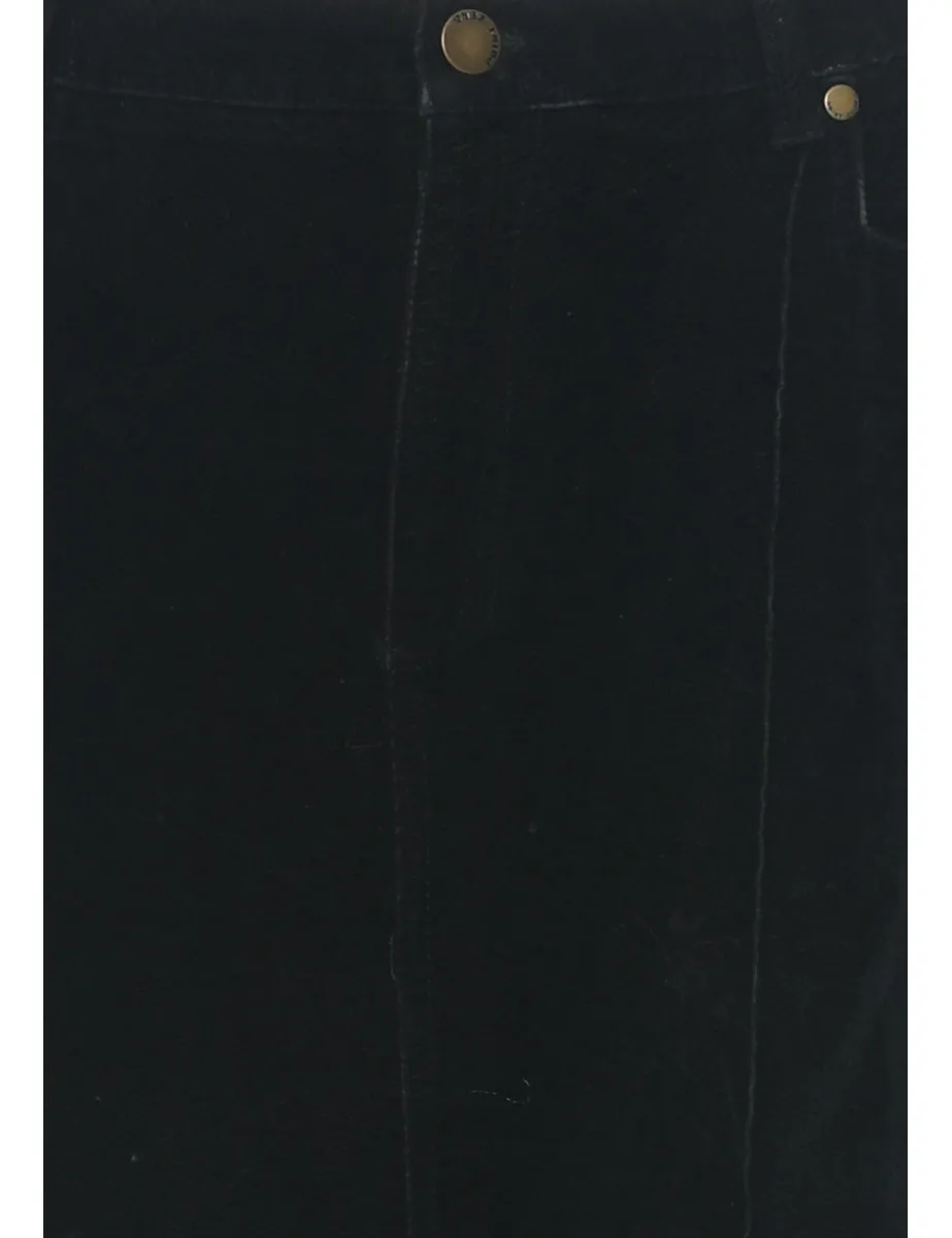 Velour Black Midi Skirt - M
