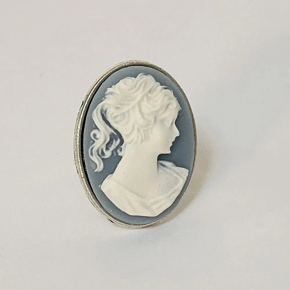 Victorian Blue Cameo Silver Ring