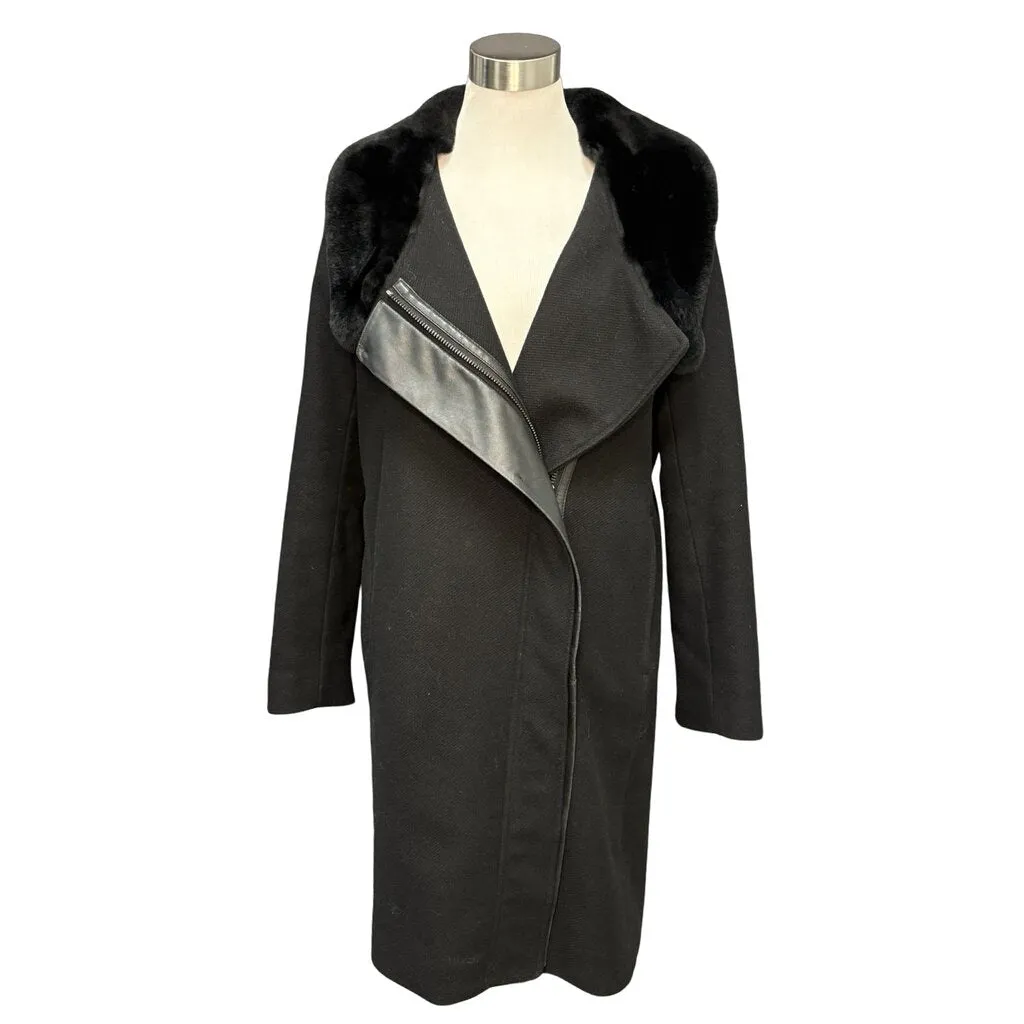 Vince Rabbit Fur-trim Coat - Size Small