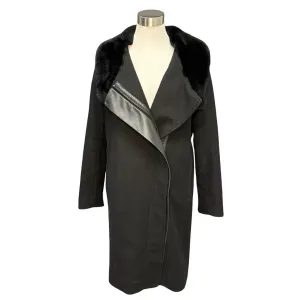 Vince Rabbit Fur-trim Coat - Size Small