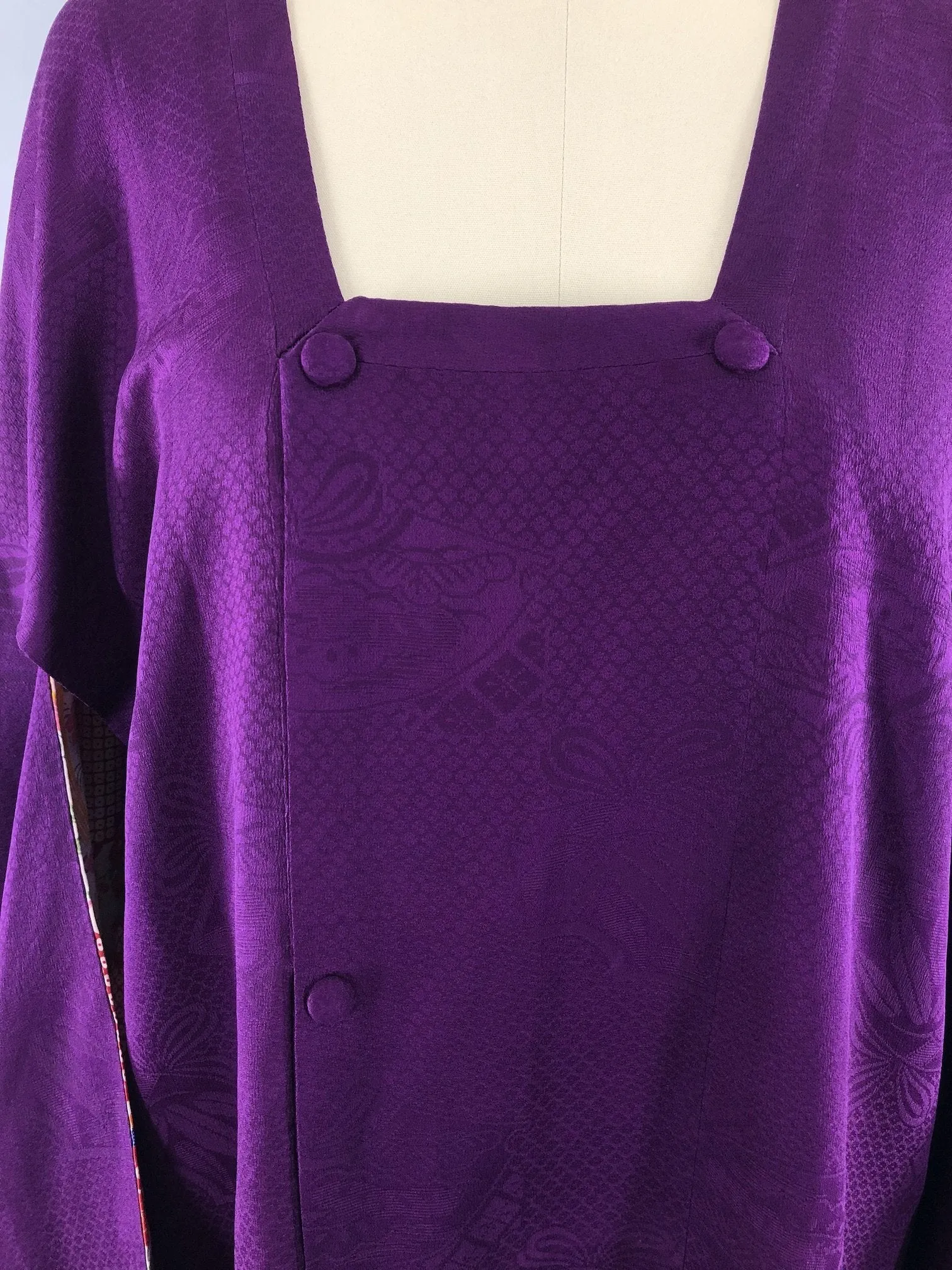 Vintage 1930s Silk Kimono Jacket Coat / Royal Purple