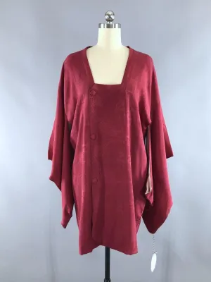 Vintage 1940s Silk Kimono Jacket / Cranberry Red