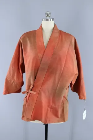 Vintage Silk Kimono Cardigan - Terra Cotta Ombre