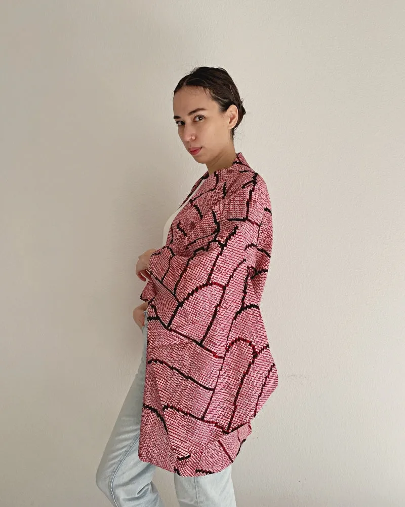 Wave Pattern in black Haori Kimono Jacket