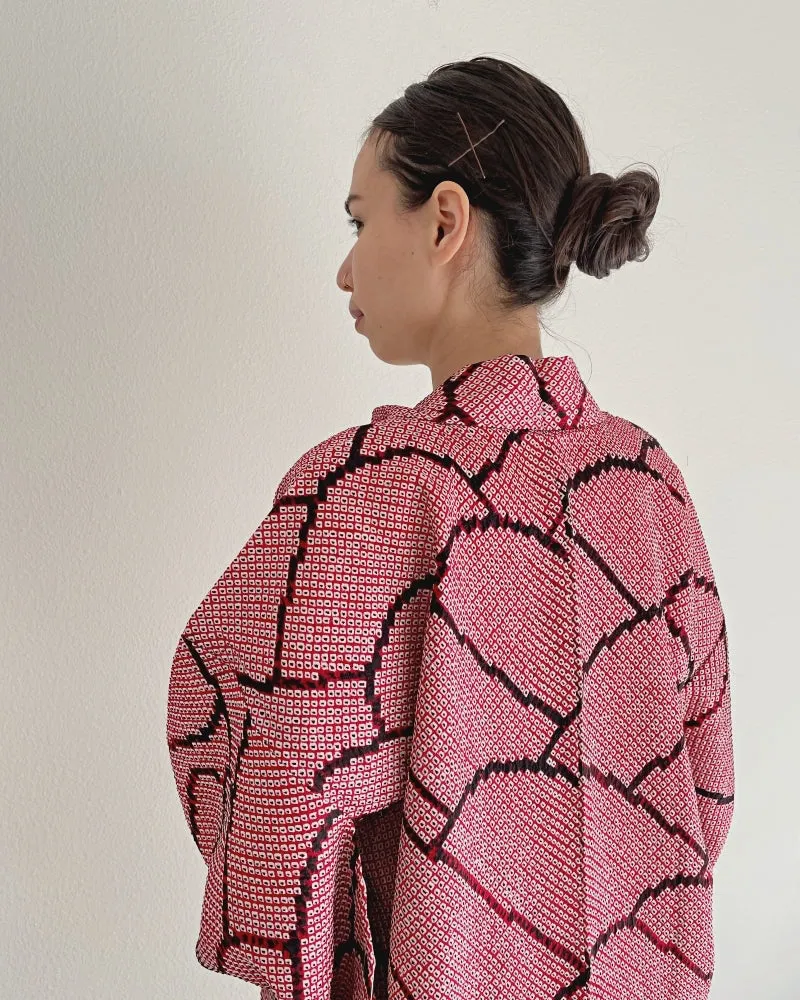 Wave Pattern in black Haori Kimono Jacket
